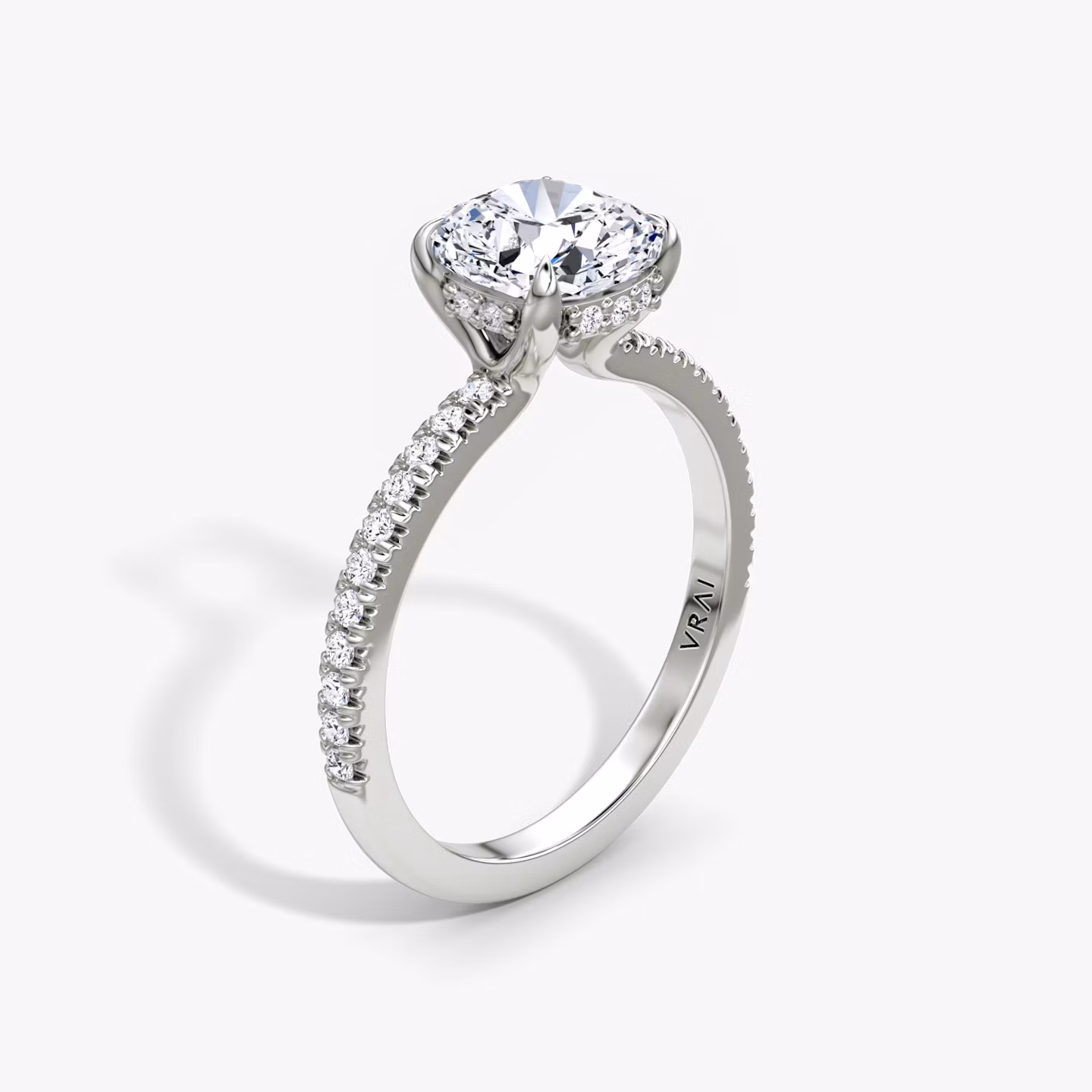 The Floating Solitaire Cushion | White Gold