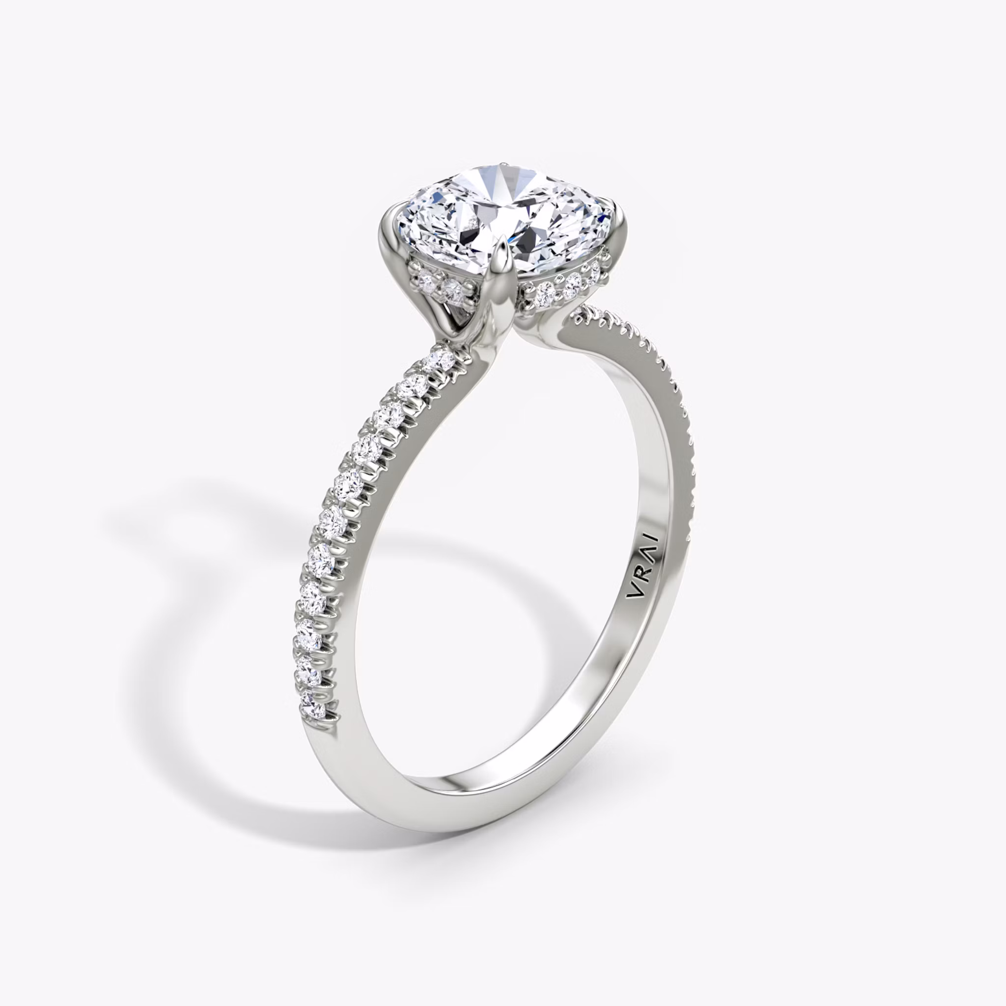 The Floating Solitaire Cushion | White Gold