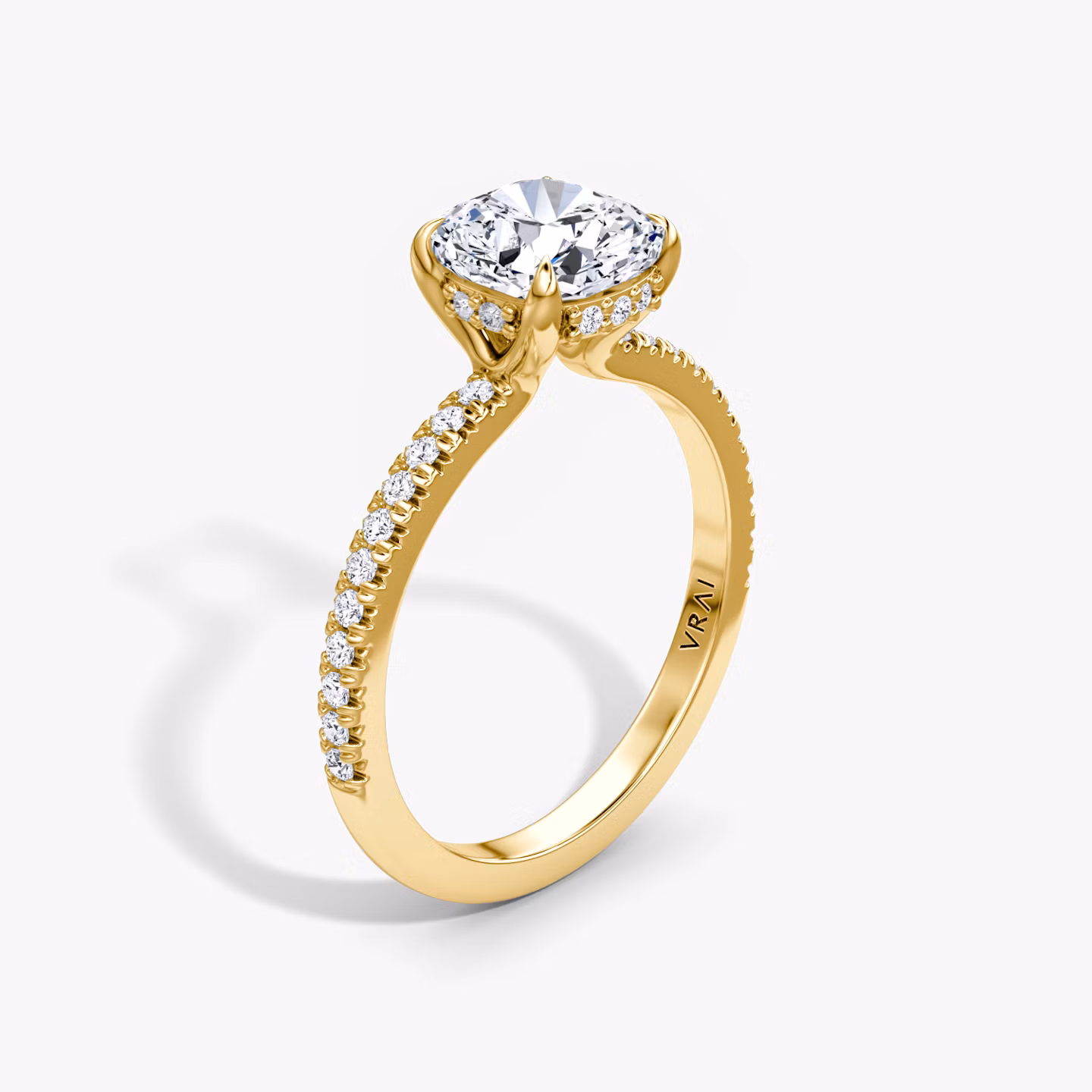 The Floating Solitaire Cushion | Yellow Gold