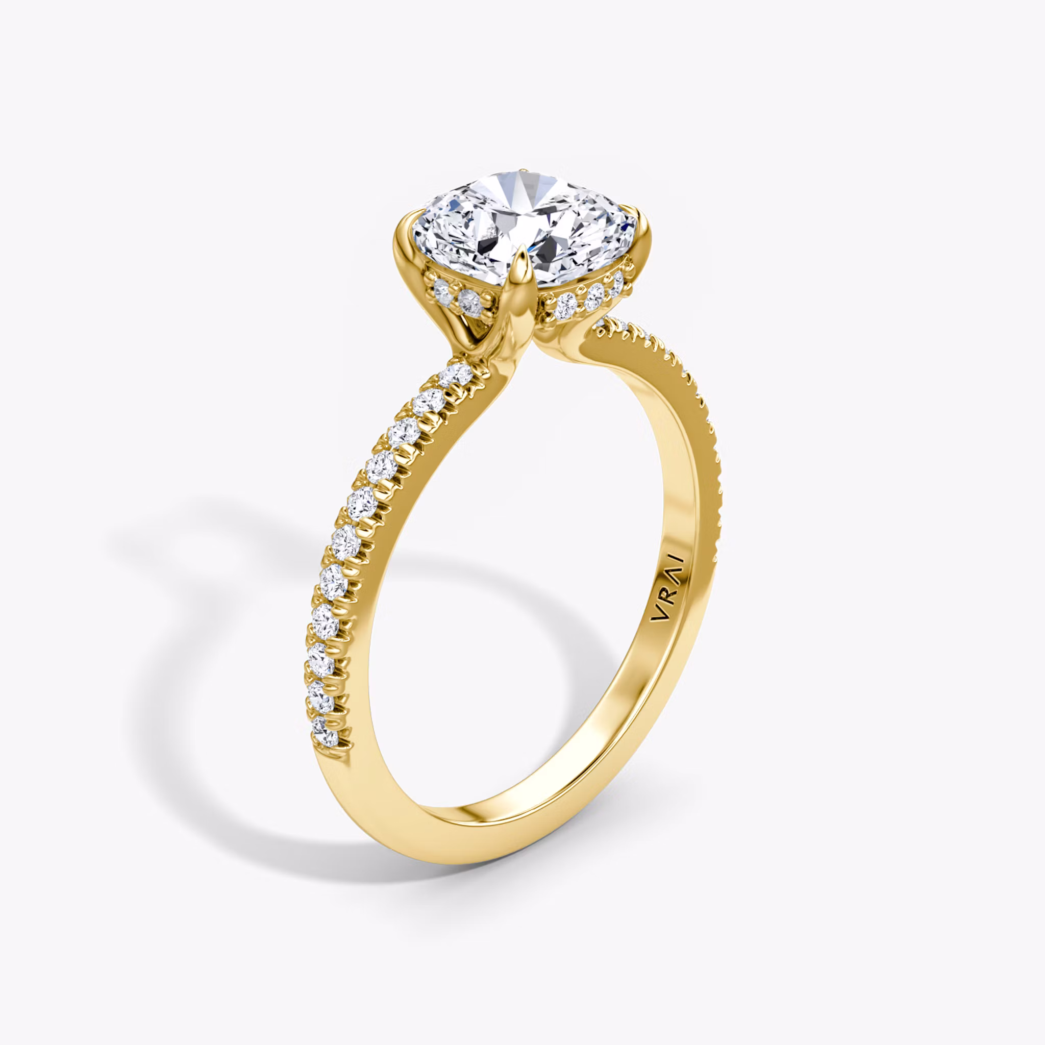 The Floating Solitaire Cushion | Yellow Gold
