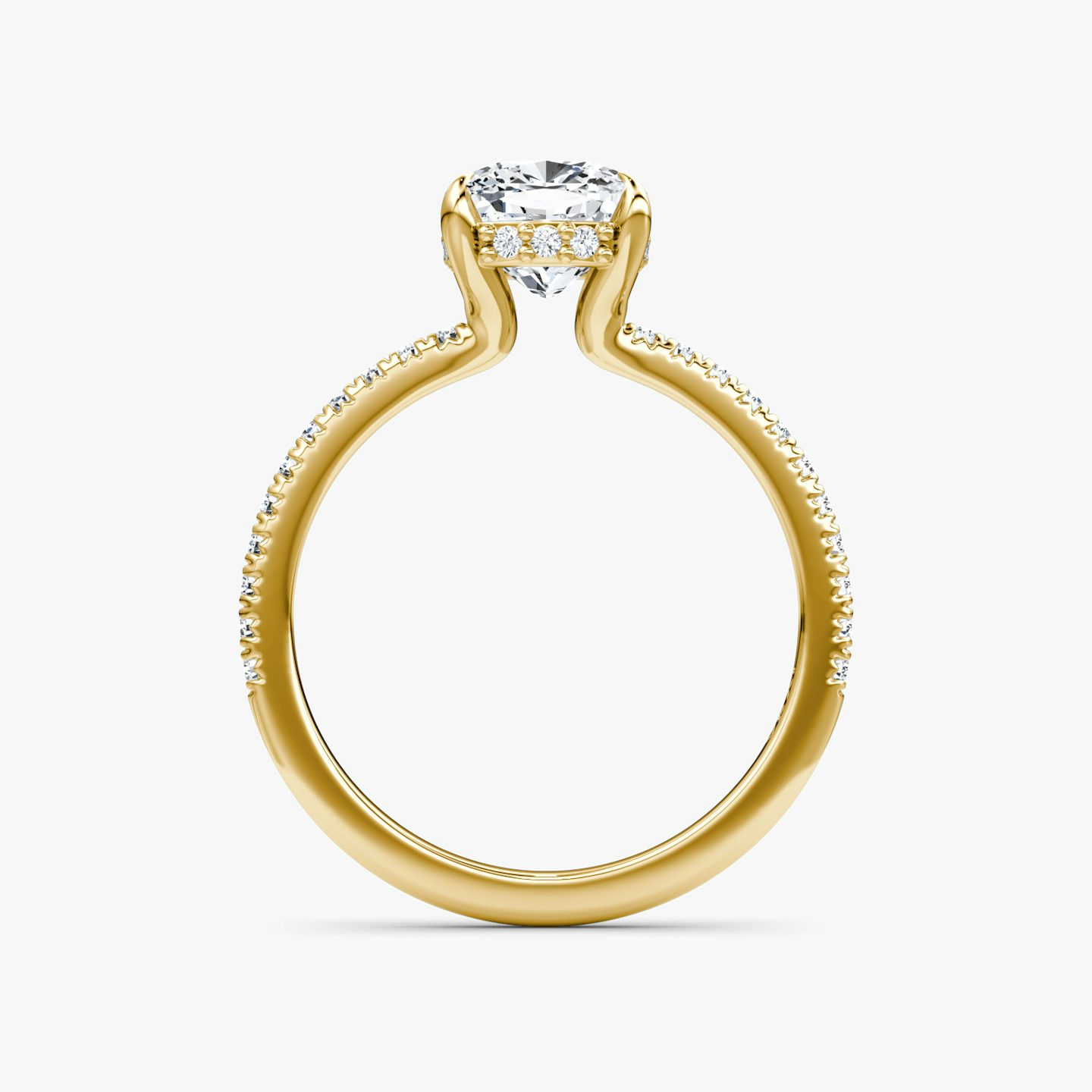The Floating Solitaire | Cushion | 18k | Yellow Gold | bandAccent: Pavé | diamondOrientation: vertical | caratWeight: other
