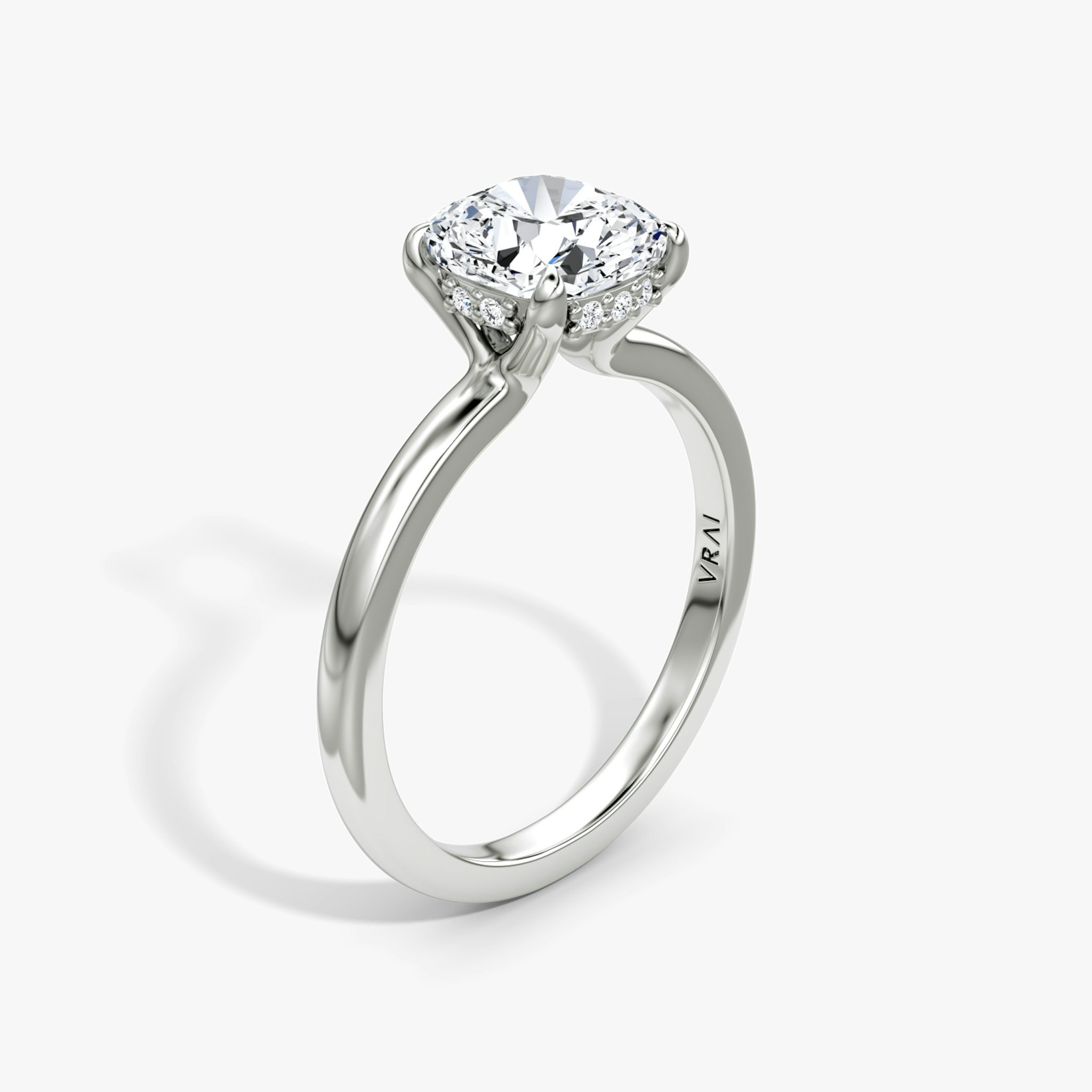 The Floating Solitaire | Cushion | Platinum | bandAccent: Plain | diamondOrientation: vertical | caratWeight: other
