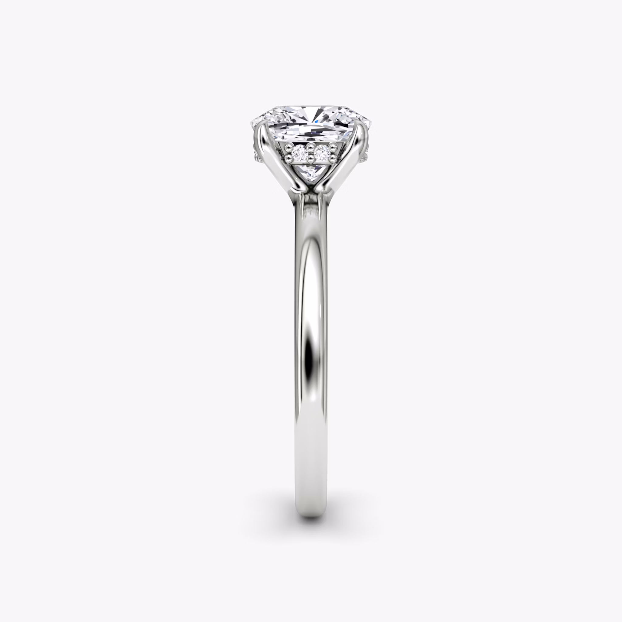 The Floating Solitaire | Cushion | Platinum | bandAccent: Plain | diamondOrientation: vertical | caratWeight: other