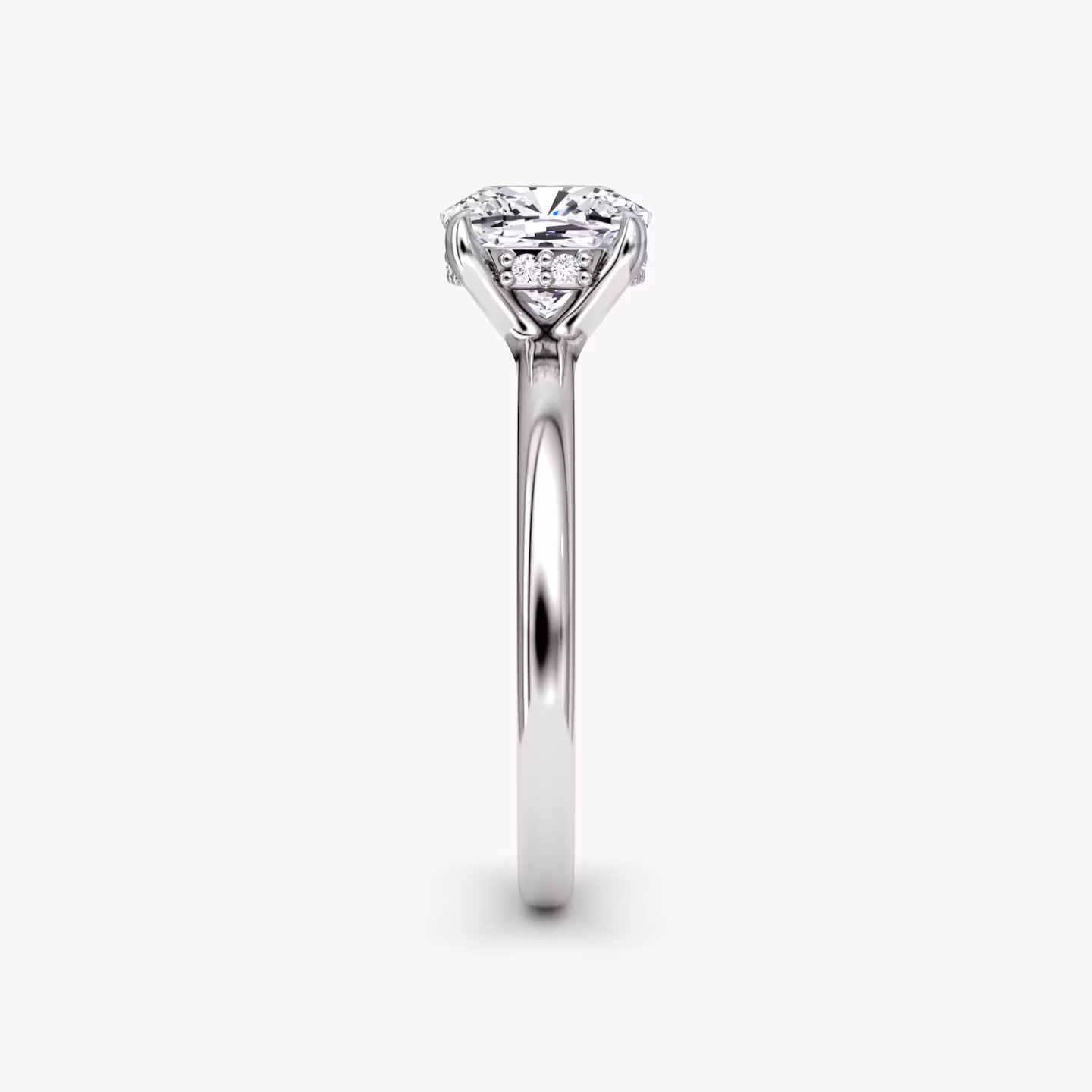 The Floating Solitaire | Cushion | 18k | White Gold | bandAccent: Plain | diamondOrientation: vertical | caratWeight: other