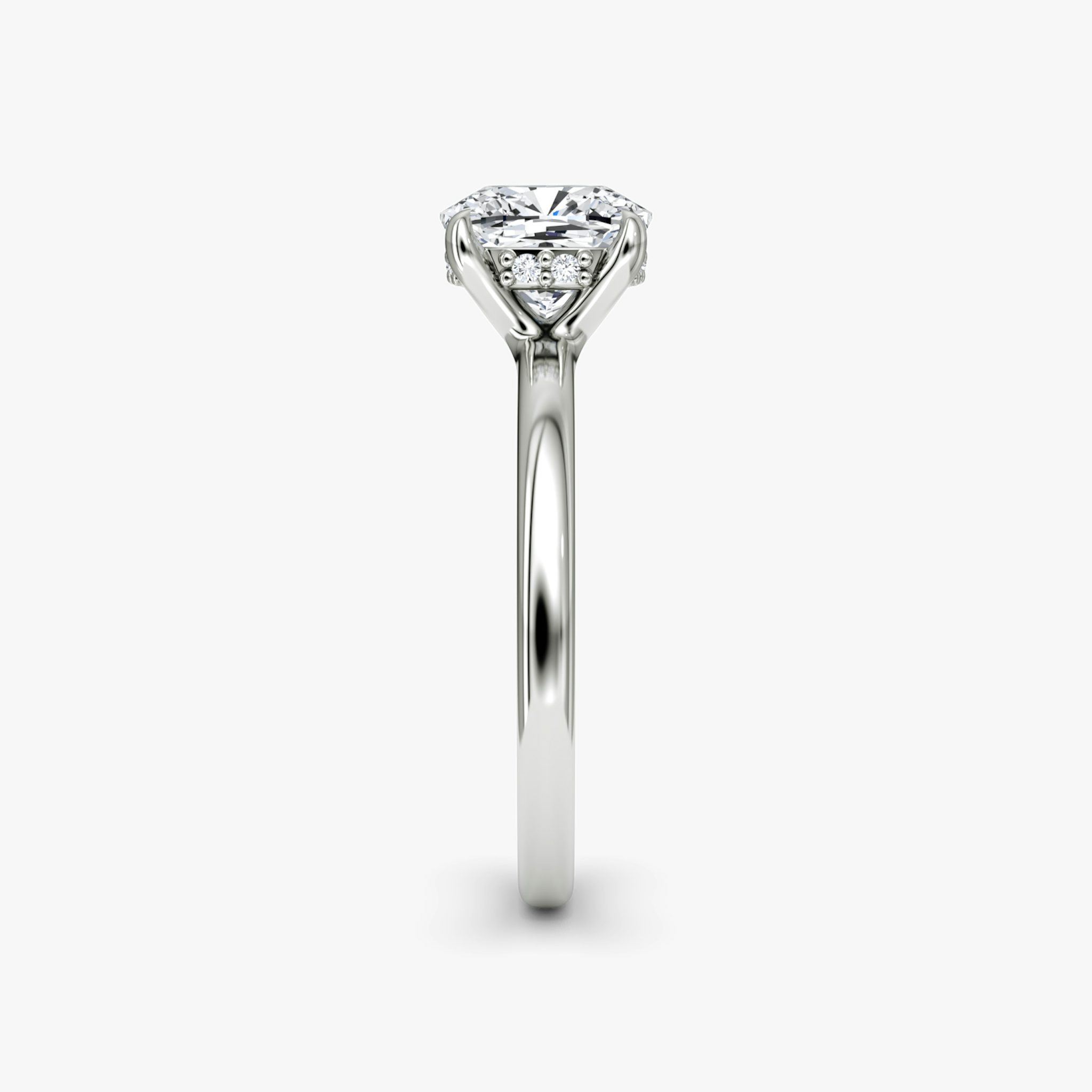 The Floating Solitaire | Cushion | Platinum | bandAccent: Plain | diamondOrientation: vertical | caratWeight: other