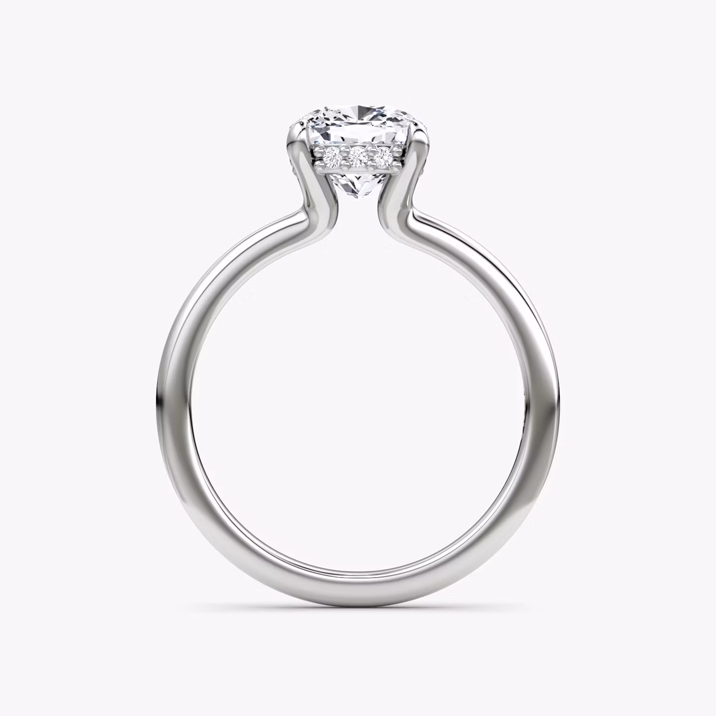 The Floating Solitaire | Cushion | 18k | White Gold | bandAccent: Plain | diamondOrientation: vertical | caratWeight: other