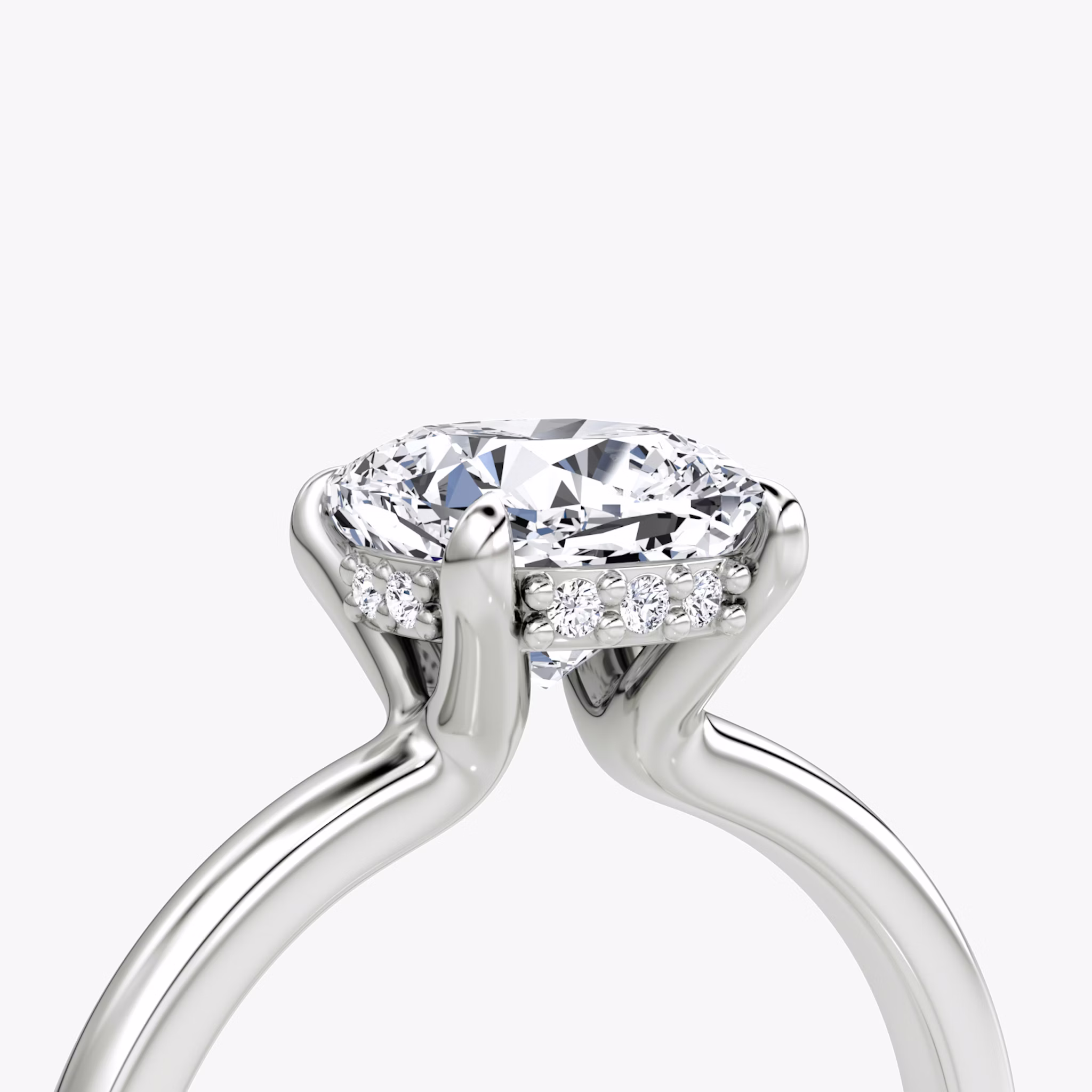 The Floating Solitaire | Cushion | Platinum | bandAccent: Plain | diamondOrientation: vertical | caratWeight: other