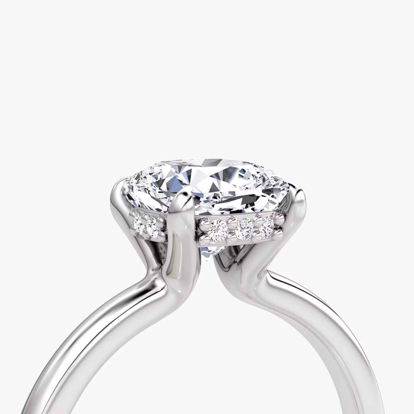 The Floating Solitaire | Cushion | 18k | White Gold | bandAccent: Plain | diamondOrientation: vertical | caratWeight: other