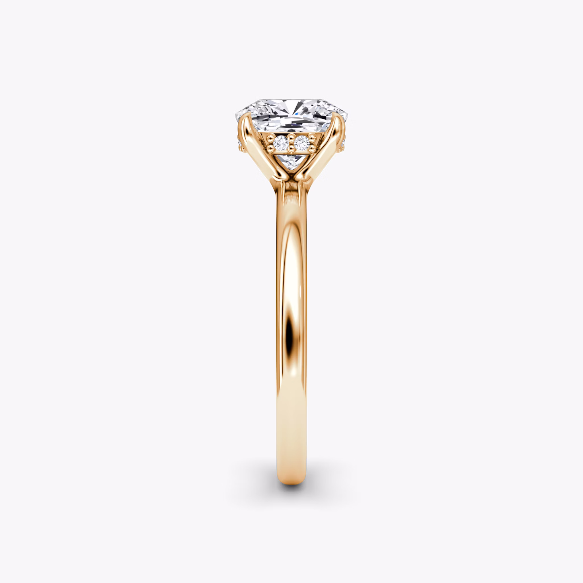 The Floating Solitaire | Cushion | 14k | Rose Gold | bandAccent: Plain | diamondOrientation: vertical | caratWeight: other