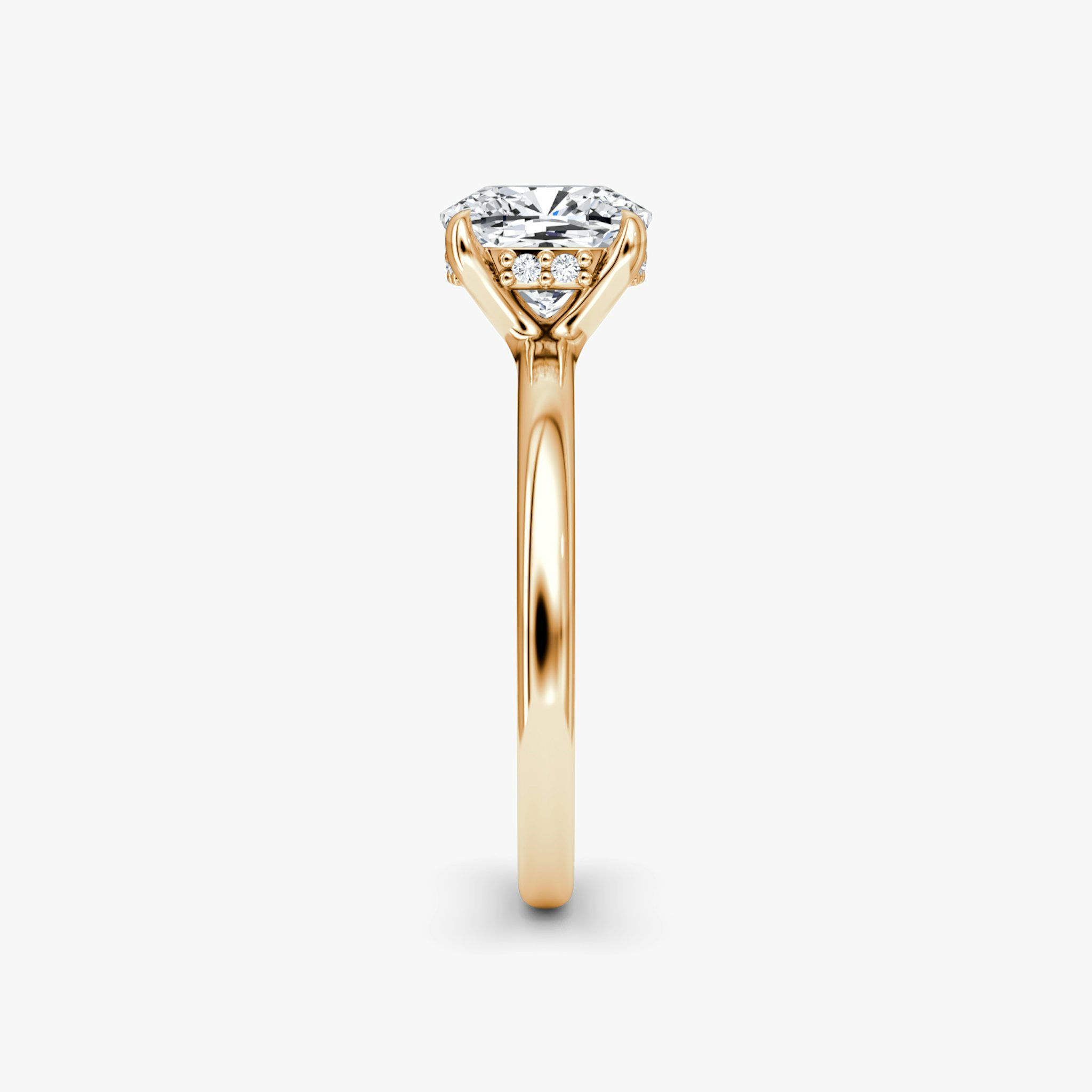 The Floating Solitaire | Cushion | 14k | Rose Gold | bandAccent: Plain | diamondOrientation: vertical | caratWeight: other