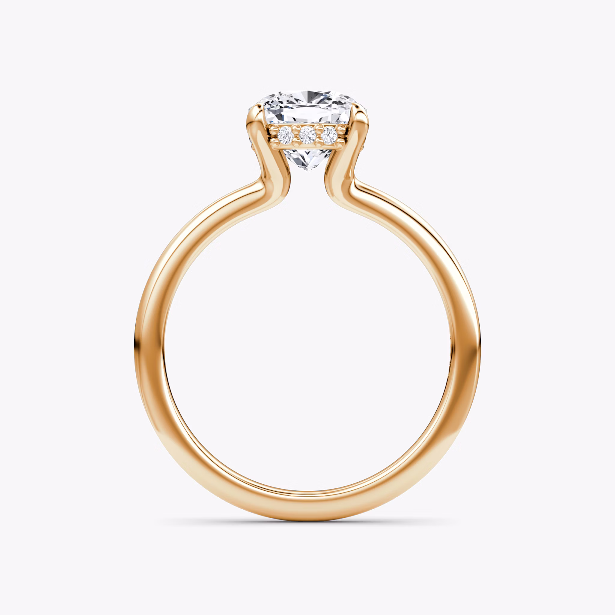 The Floating Solitaire | Cushion | 14k | Rose Gold | bandAccent: Plain | diamondOrientation: vertical | caratWeight: other