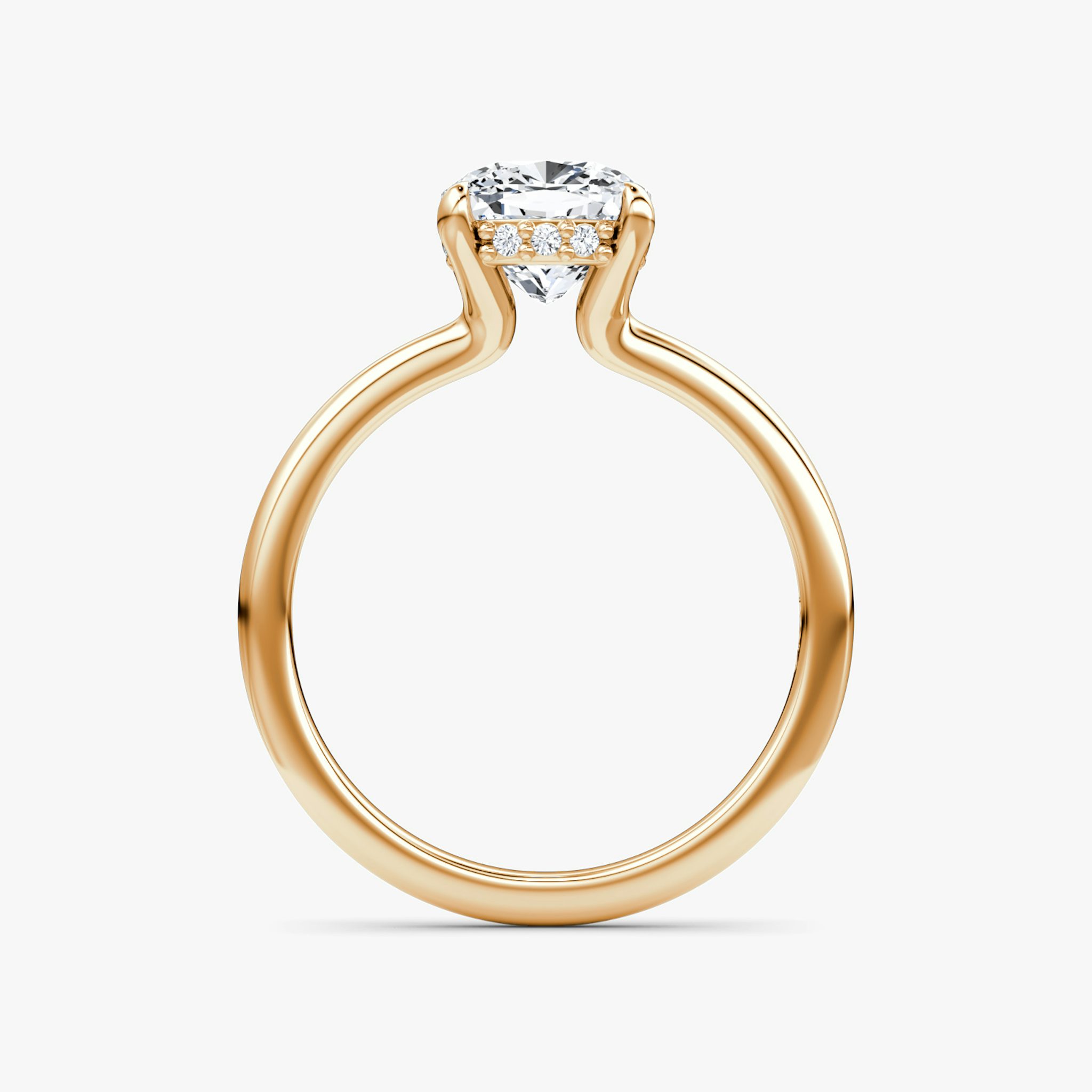 The Floating Solitaire | Cushion | 14k | Rose Gold | bandAccent: Plain | diamondOrientation: vertical | caratWeight: other