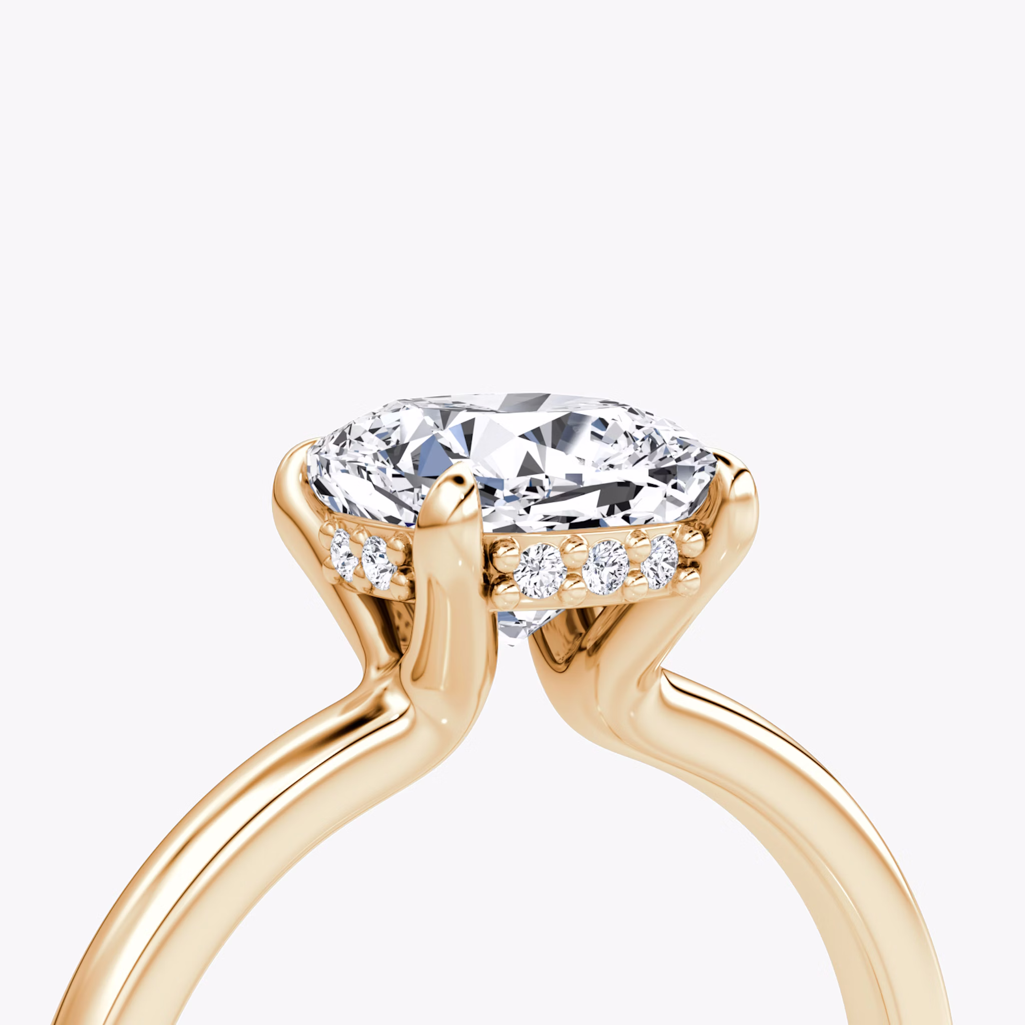 The Floating Solitaire | Cushion | 14k | Rose Gold | bandAccent: Plain | diamondOrientation: vertical | caratWeight: other
