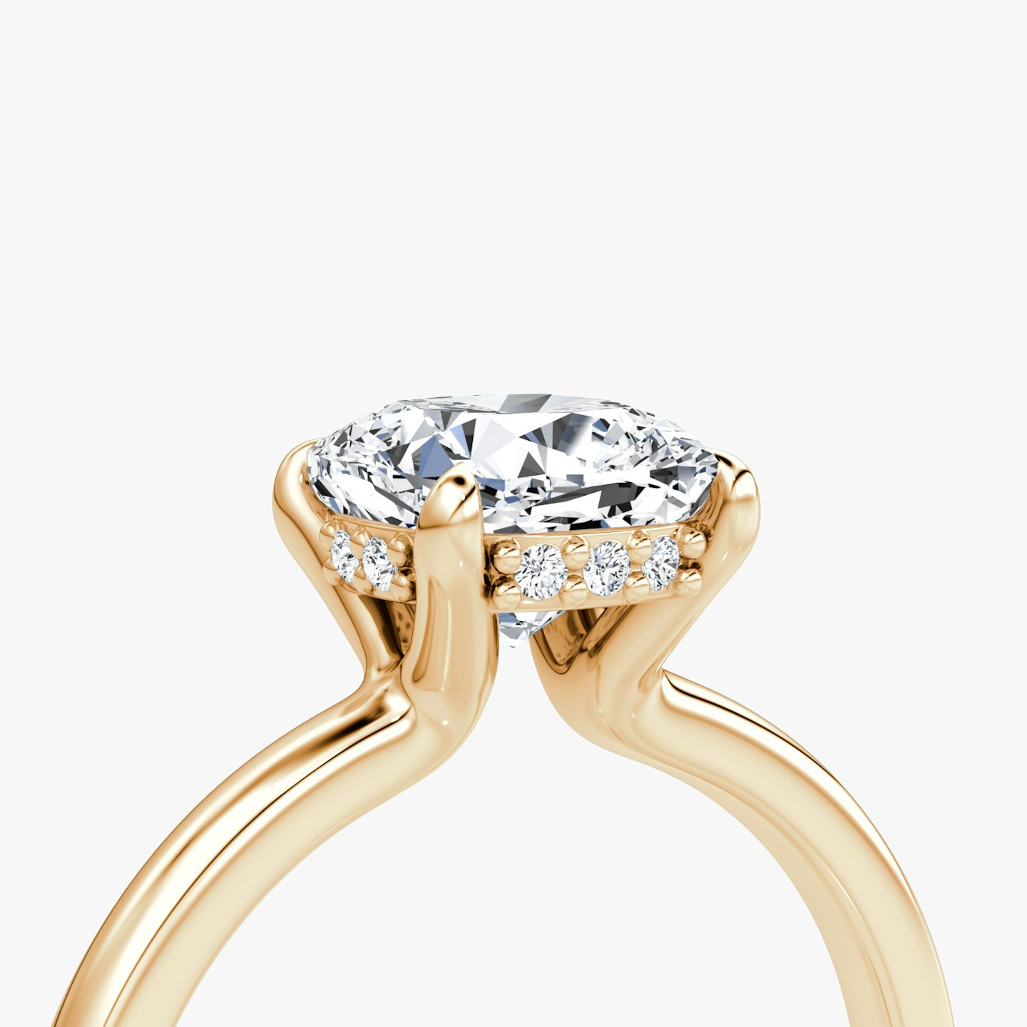 The Floating Solitaire | Cushion | 14k | Rose Gold | bandAccent: Plain | diamondOrientation: vertical | caratWeight: other