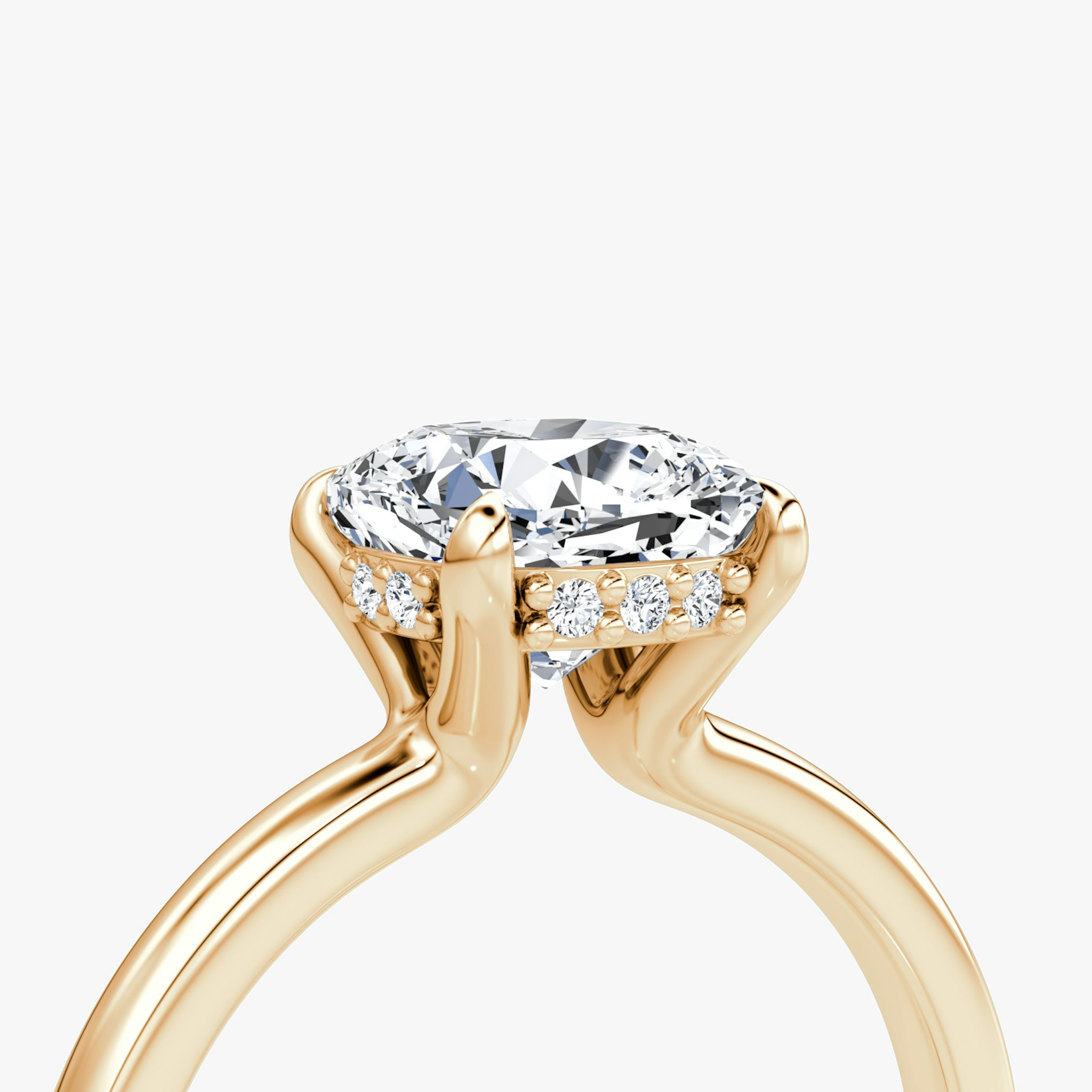 The Floating Solitaire | Cushion | 14k | Rose Gold | bandAccent: Plain | diamondOrientation: vertical | caratWeight: other