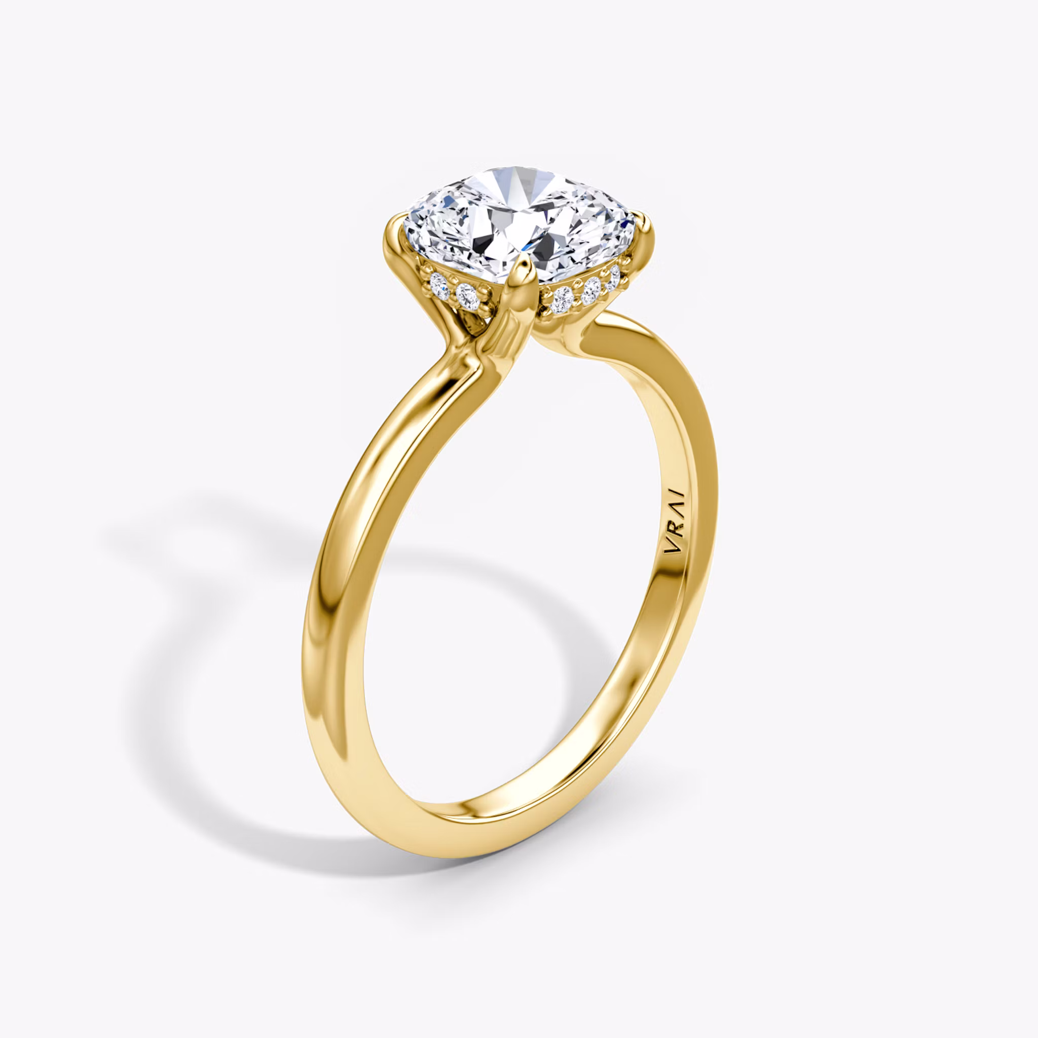 Floating Solitaire Cushion | Yellow Gold
