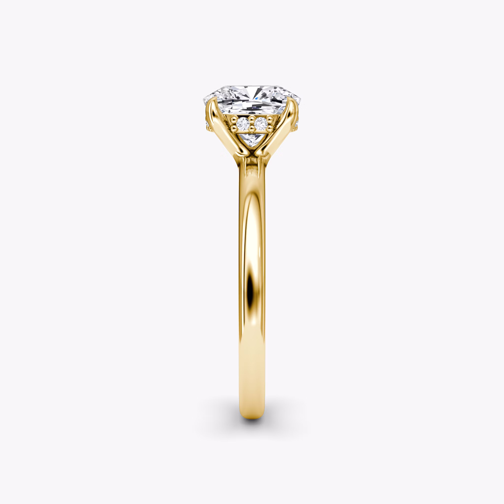 The Floating Solitaire | Cushion | 18k | Yellow Gold | bandAccent: Plain | diamondOrientation: vertical | caratWeight: other