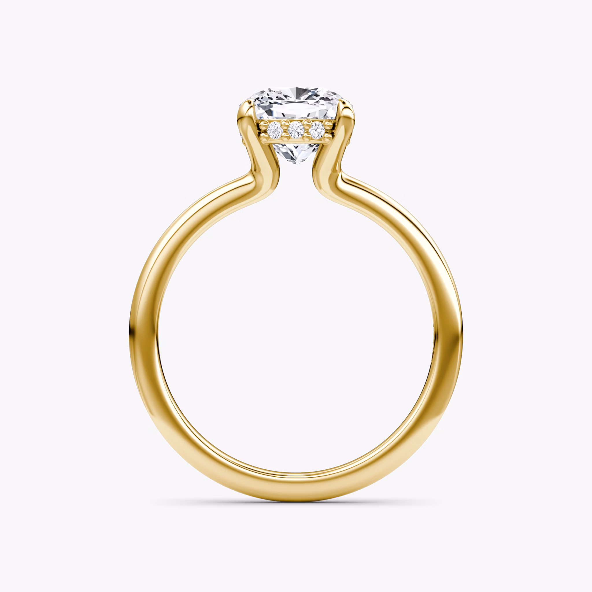 The Floating Solitaire | Cushion | 18k | Yellow Gold | bandAccent: Plain | diamondOrientation: vertical | caratWeight: other
