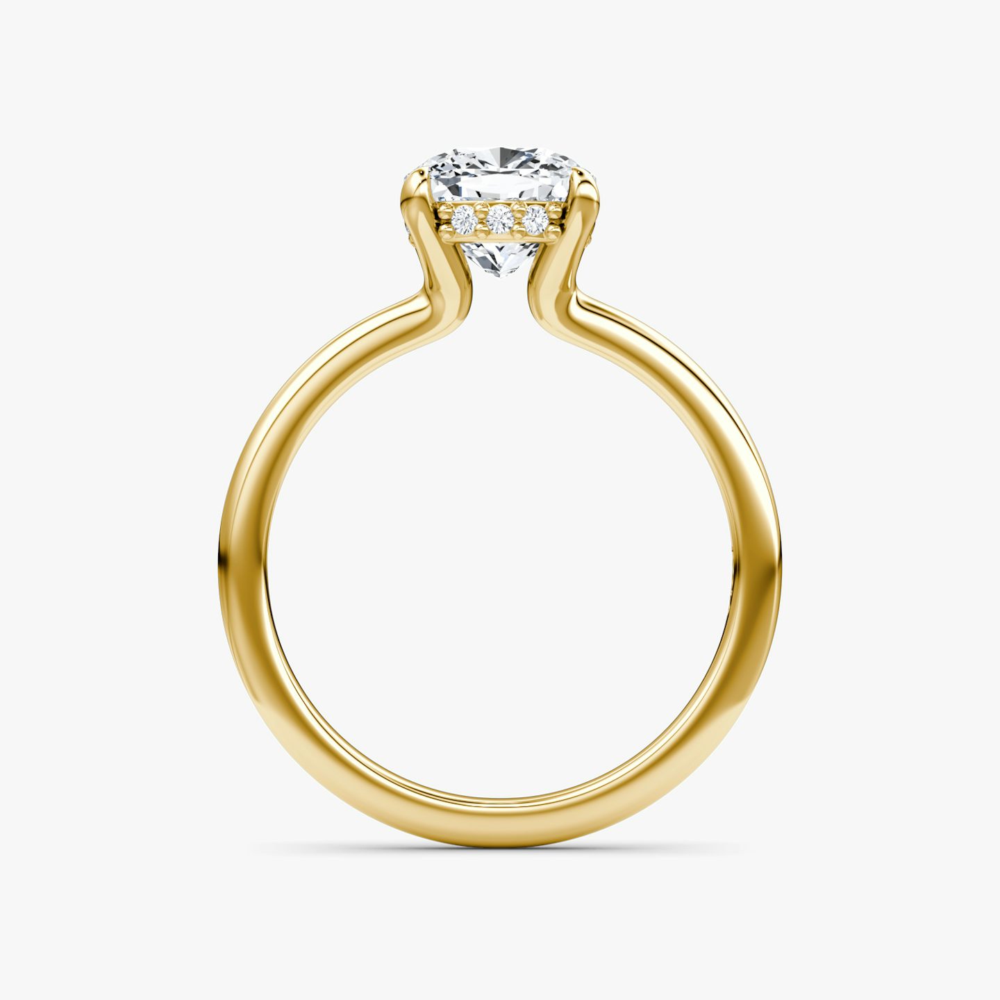 The Floating Solitaire | Cushion | 18k | Yellow Gold | bandAccent: Plain | diamondOrientation: vertical | caratWeight: other