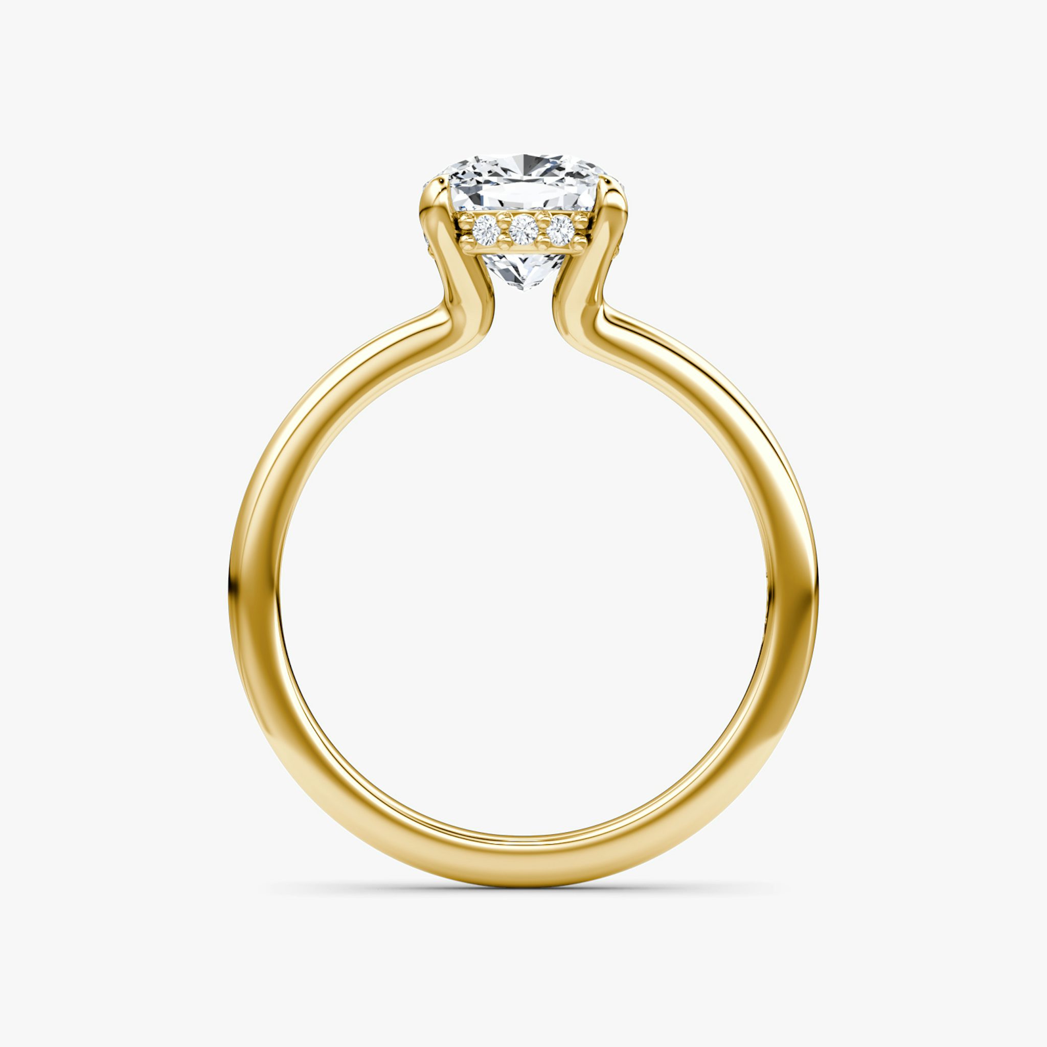 The Floating Solitaire | Cushion | 18k | Yellow Gold | bandAccent: Plain | diamondOrientation: vertical | caratWeight: other