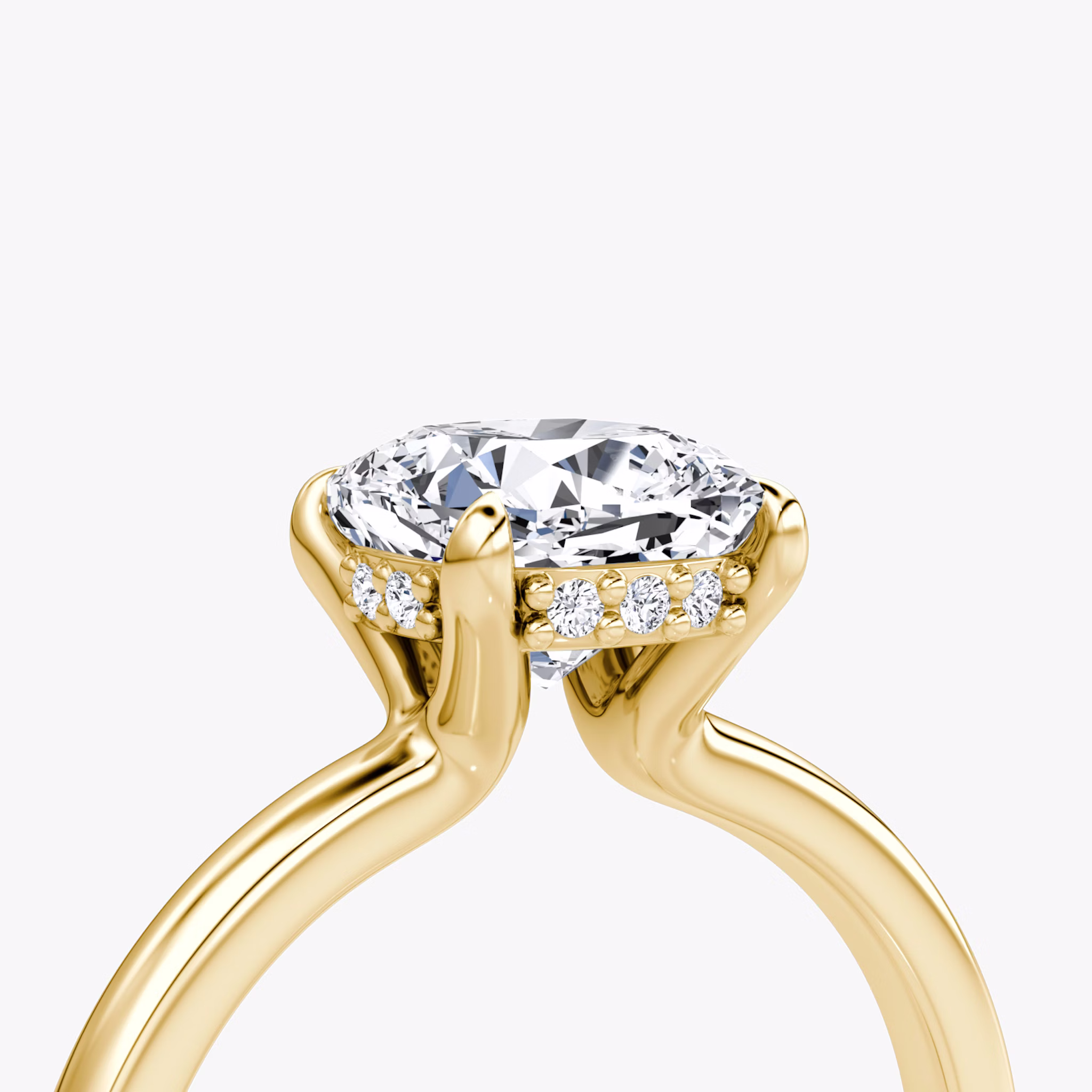 The Floating Solitaire | Cushion | 18k | Yellow Gold | bandAccent: Plain | diamondOrientation: vertical | caratWeight: other