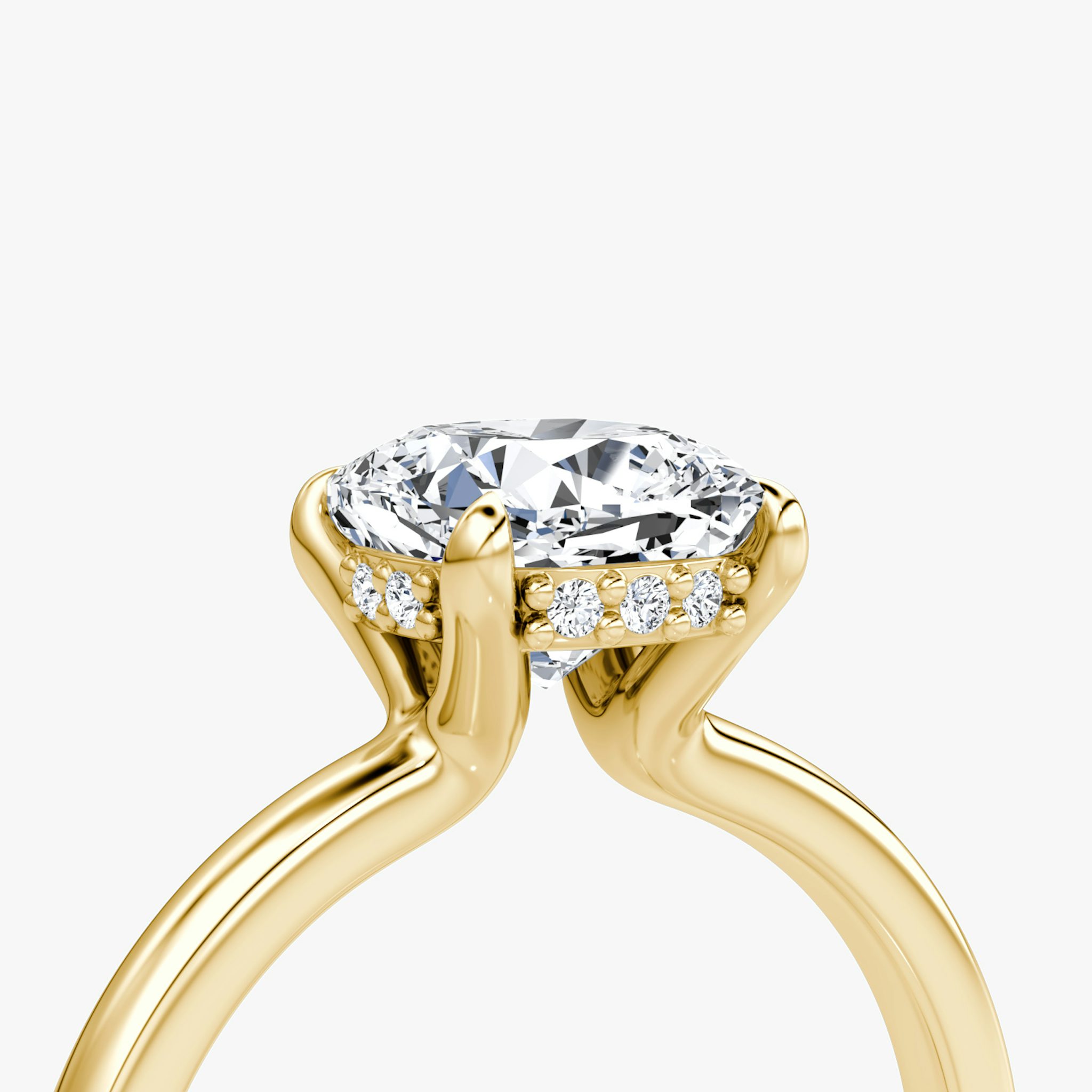 The Floating Solitaire | Cushion | 18k | Yellow Gold | bandAccent: Plain | diamondOrientation: vertical | caratWeight: other