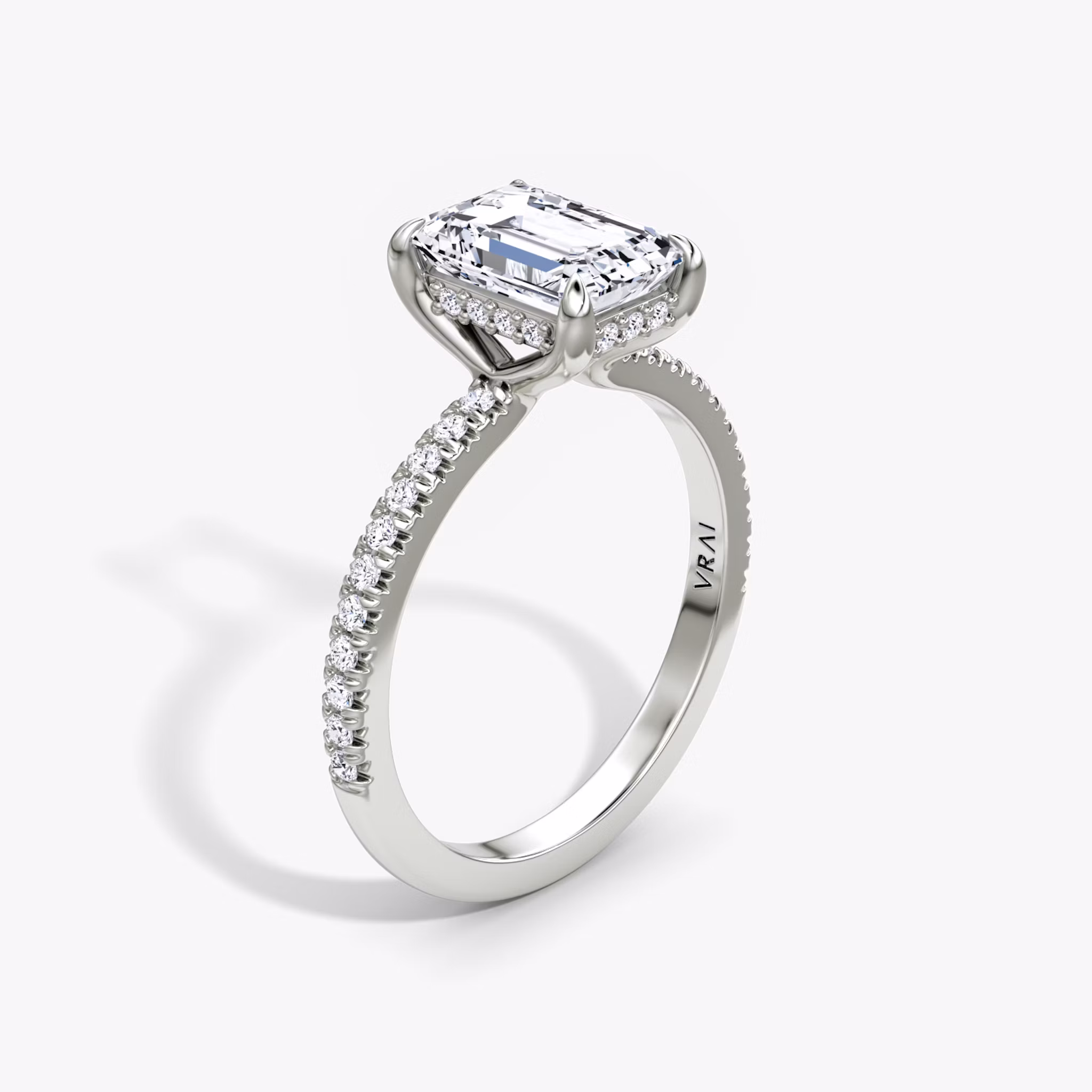 The Floating Solitaire Emerald | White Gold