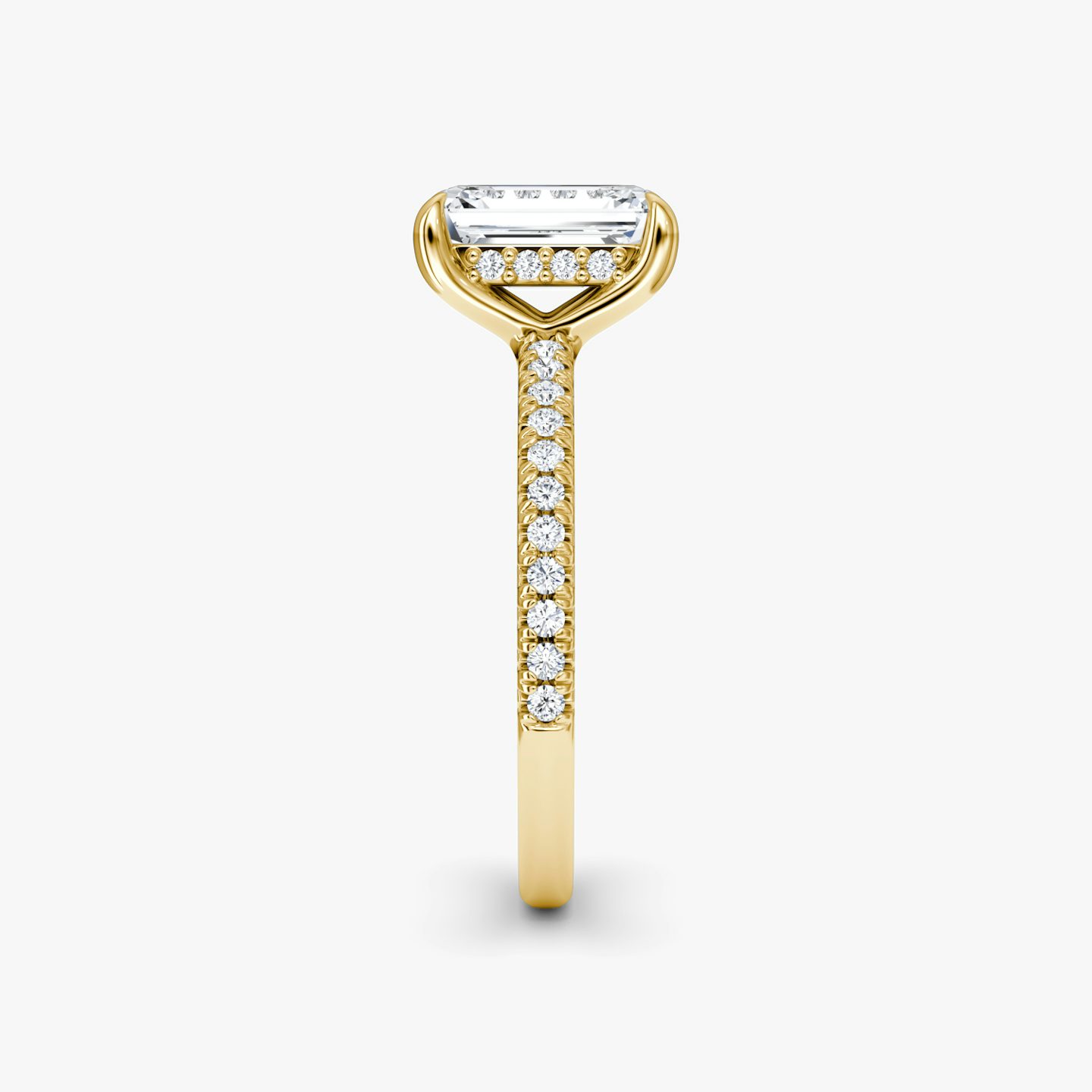 The Floating Solitaire | Emerald | 18k | Yellow Gold | bandAccent: Pavé | diamondOrientation: vertical | caratWeight: other
