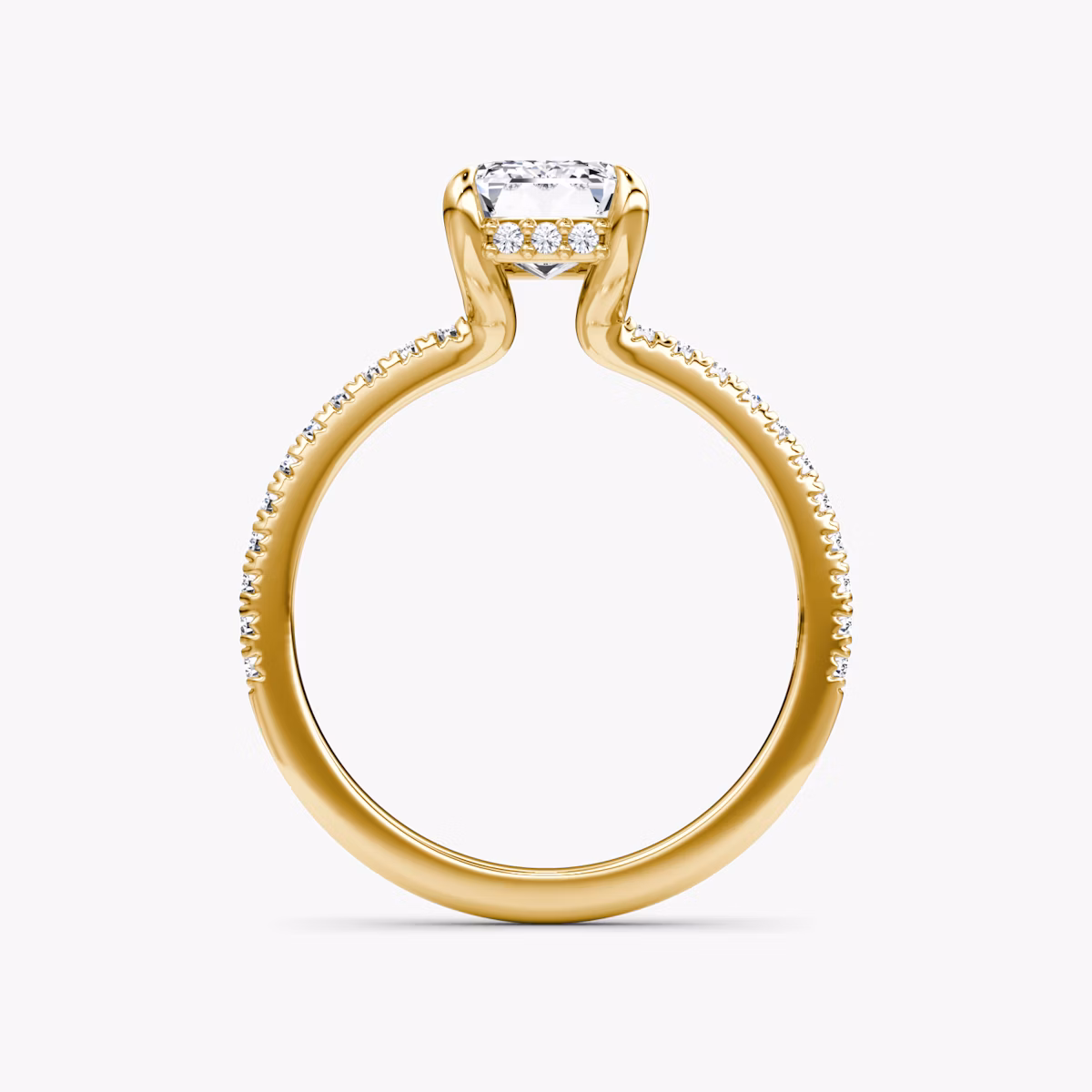 Anillo de compromiso Floating Solitaire | Esmeralda | 18k | Oro amarillo | bandAccent: Pavé | diamondOrientation: vertical | caratWeight: other