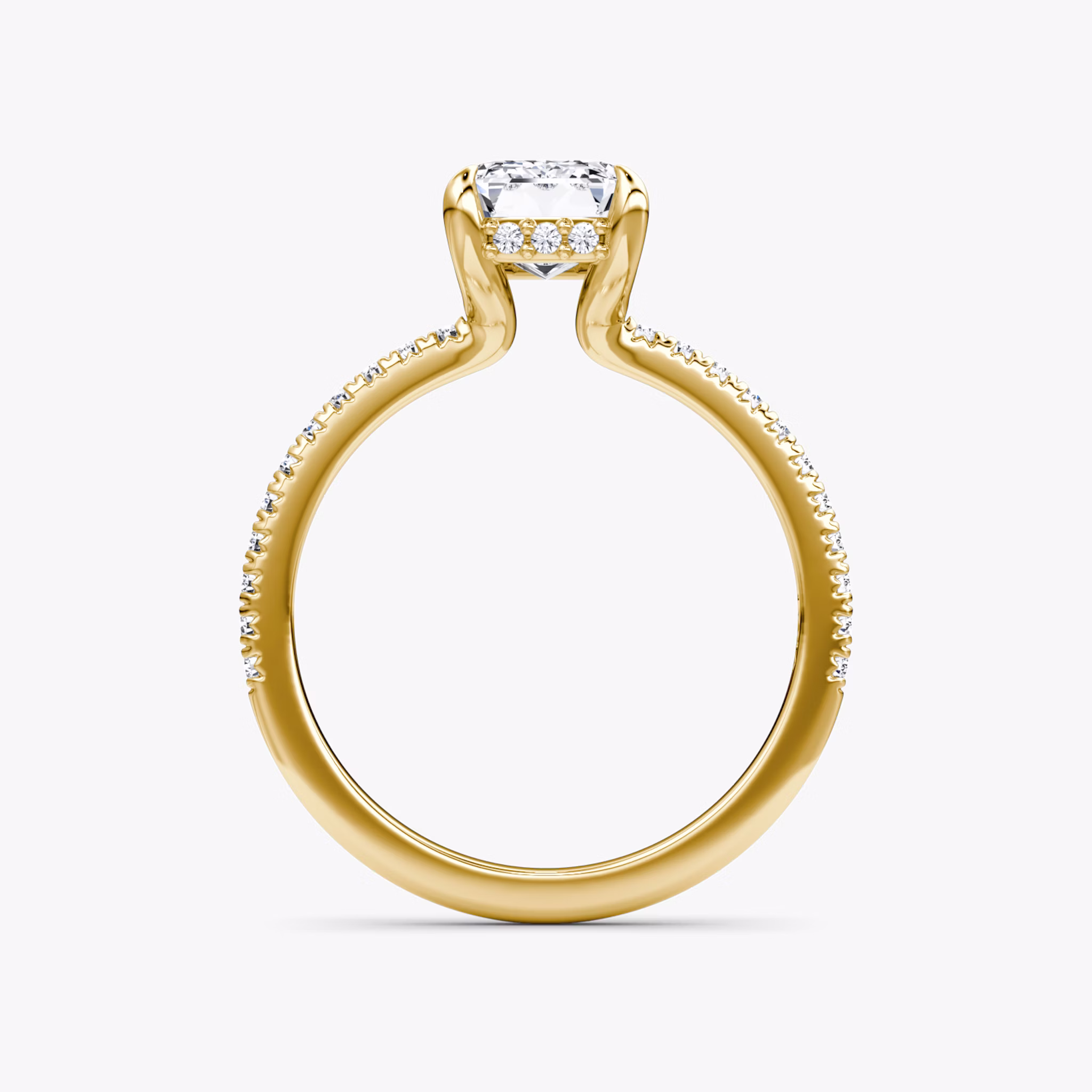 The Floating Solitaire | Emerald | 18k | Yellow Gold | bandAccent: Pavé | diamondOrientation: vertical | caratWeight: other