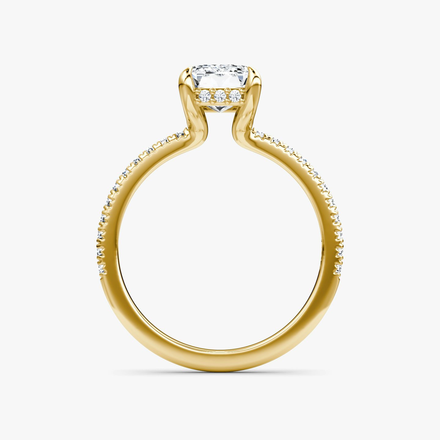 The Floating Solitaire | Emerald | 18k | Yellow Gold | bandAccent: Pavé | diamondOrientation: vertical | caratWeight: other