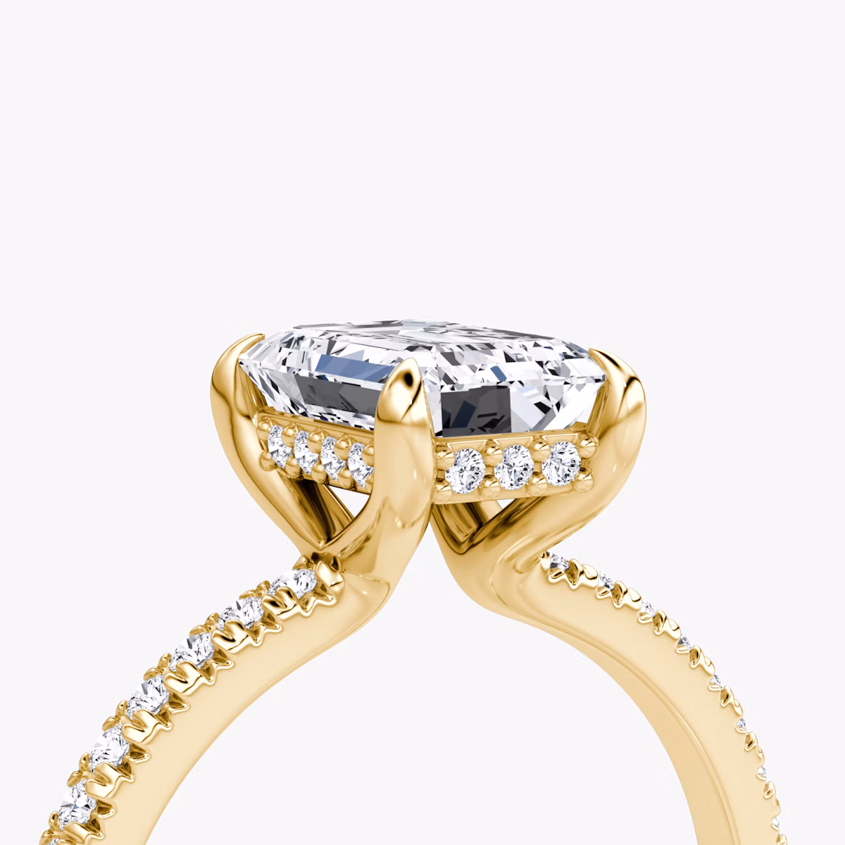 Anillo de compromiso Floating Solitaire | Esmeralda | 18k | Oro amarillo | bandAccent: Pavé | diamondOrientation: vertical | caratWeight: other