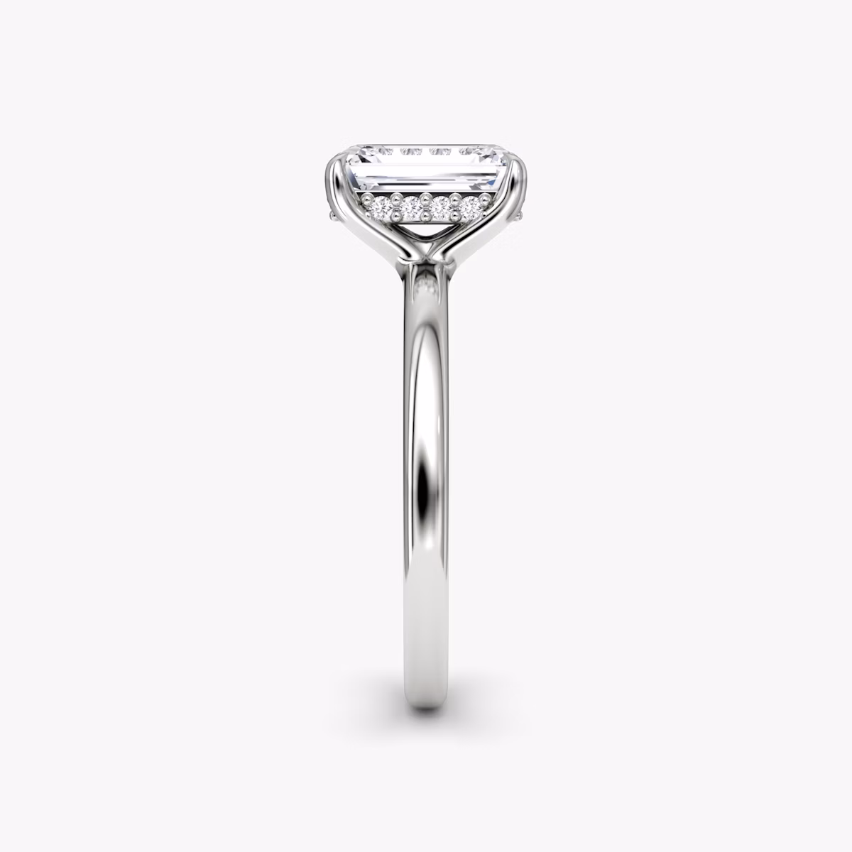 The Floating Solitaire | Emerald | 18k | White Gold | bandAccent: Plain | diamondOrientation: vertical | caratWeight: other
