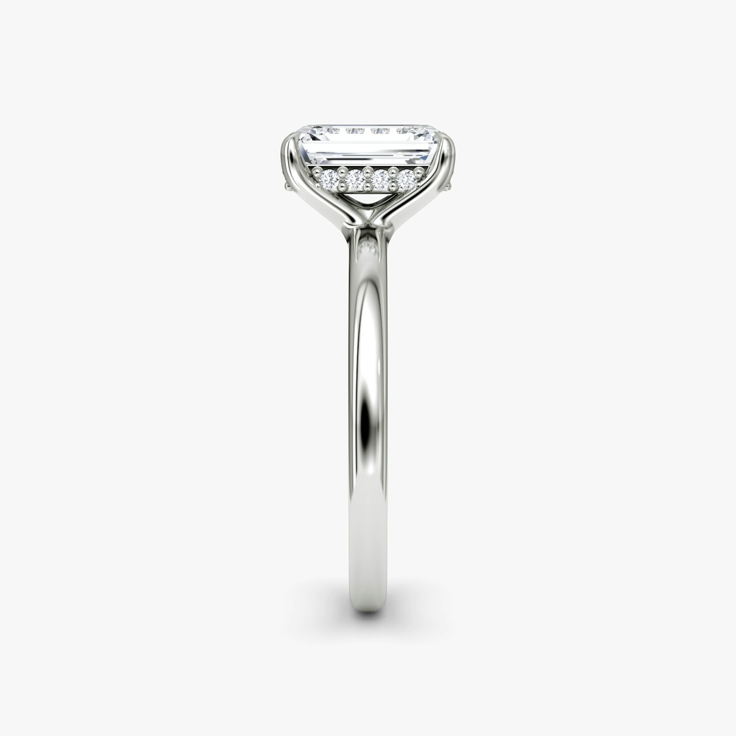 The Floating Solitaire | Emerald | 18k | White Gold | bandAccent: Plain | diamondOrientation: vertical | caratWeight: other