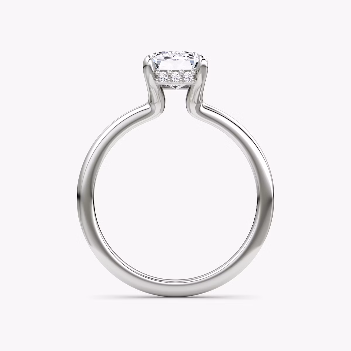 The Floating Solitaire | Emerald | 18k | White Gold | bandAccent: Plain | diamondOrientation: vertical | caratWeight: other