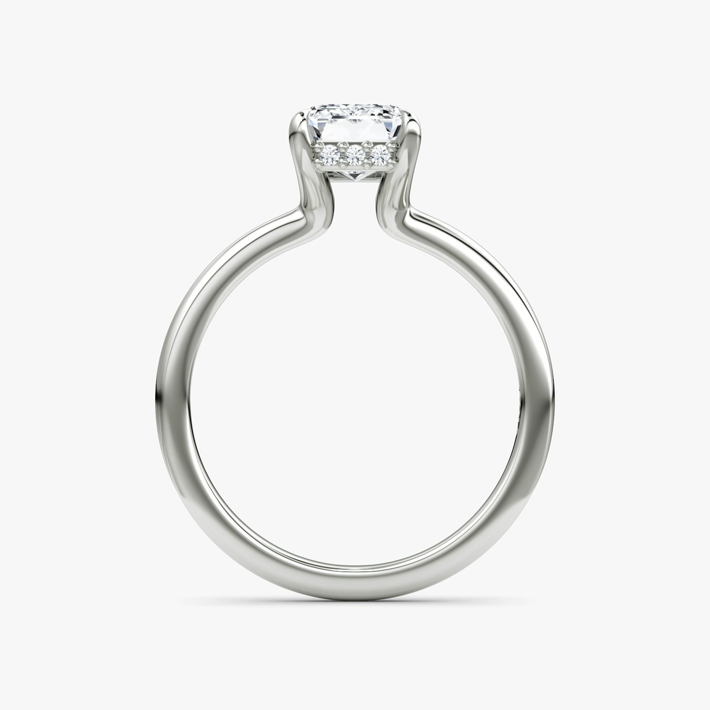 The Floating Solitaire | Emerald | 18k | White Gold | bandAccent: Plain | diamondOrientation: vertical | caratWeight: other
