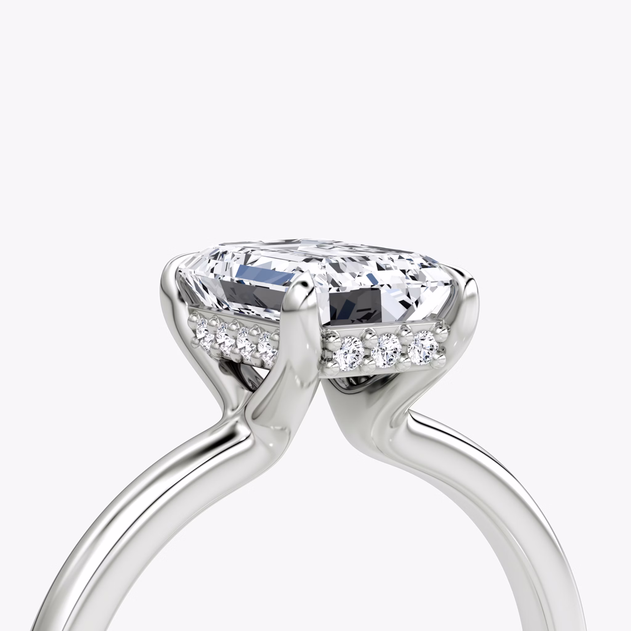 The Floating Solitaire | Emerald | Platinum | bandAccent: Plain | diamondOrientation: vertical | caratWeight: other
