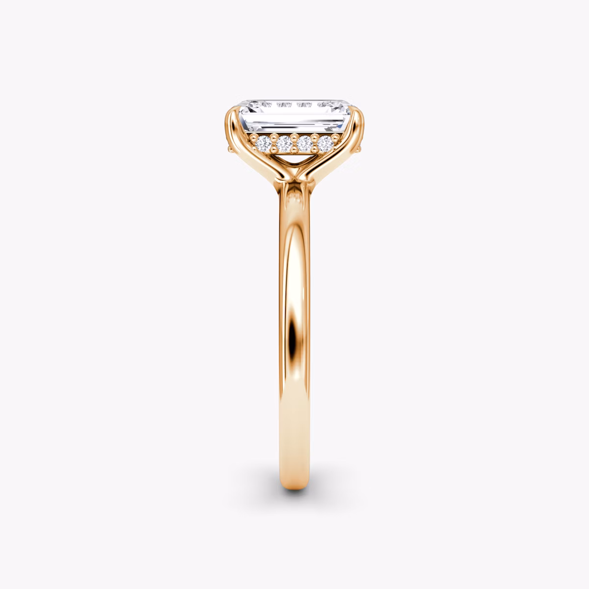 The Floating Solitaire | Emerald | 14k | Rose Gold | bandAccent: Plain | diamondOrientation: vertical | caratWeight: other