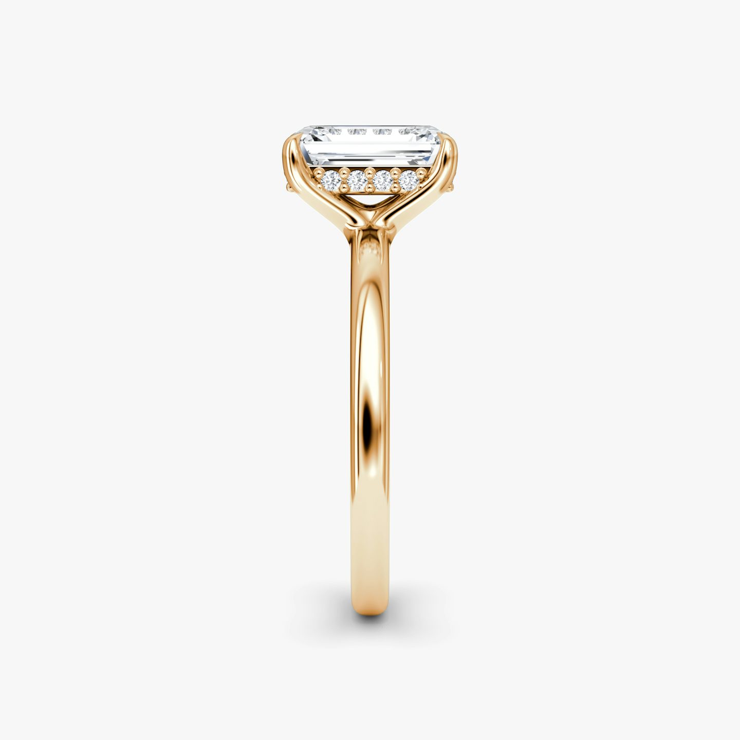 The Floating Solitaire | Emerald | 14k | Rose Gold | bandAccent: Plain | diamondOrientation: vertical | caratWeight: other