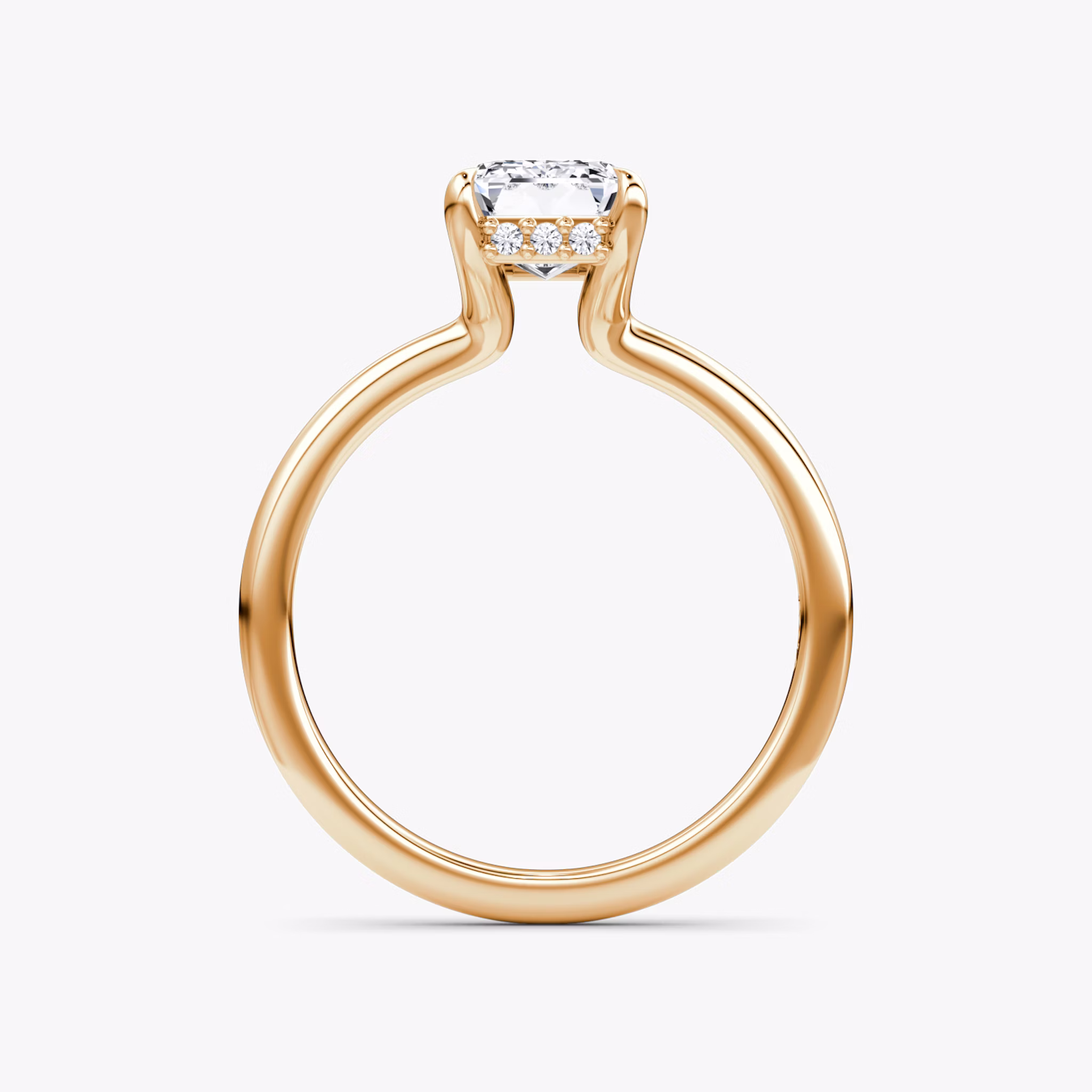 The Floating Solitaire | Emerald | 14k | Rose Gold | bandAccent: Plain | diamondOrientation: vertical | caratWeight: other
