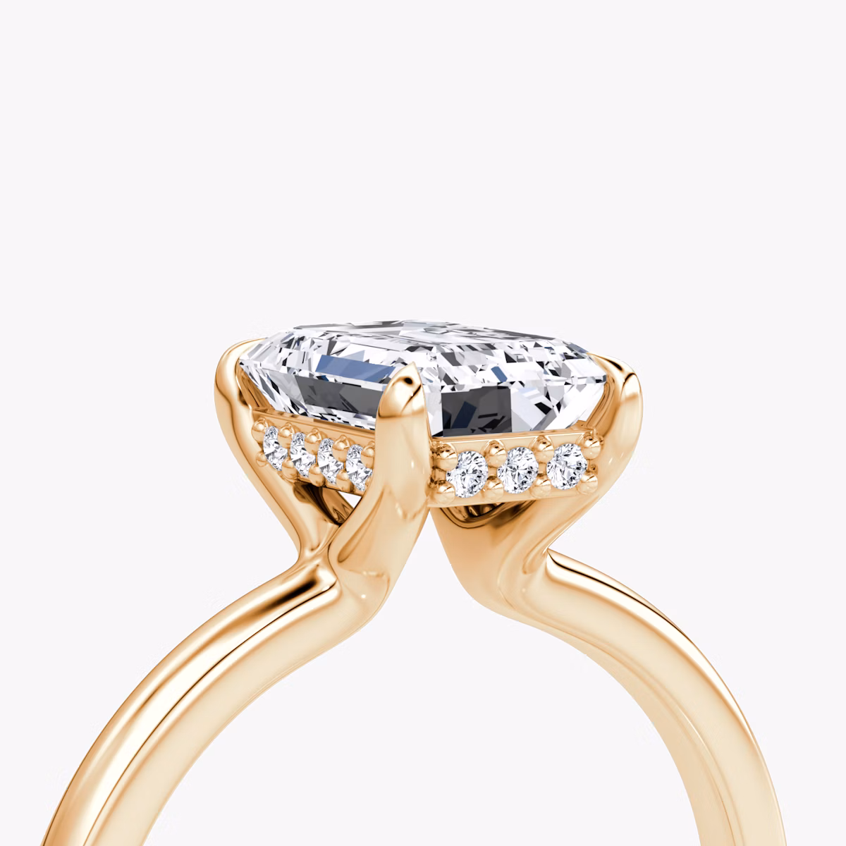 The Floating Solitaire | Emerald | 14k | Rose Gold | bandAccent: Plain | diamondOrientation: vertical | caratWeight: other