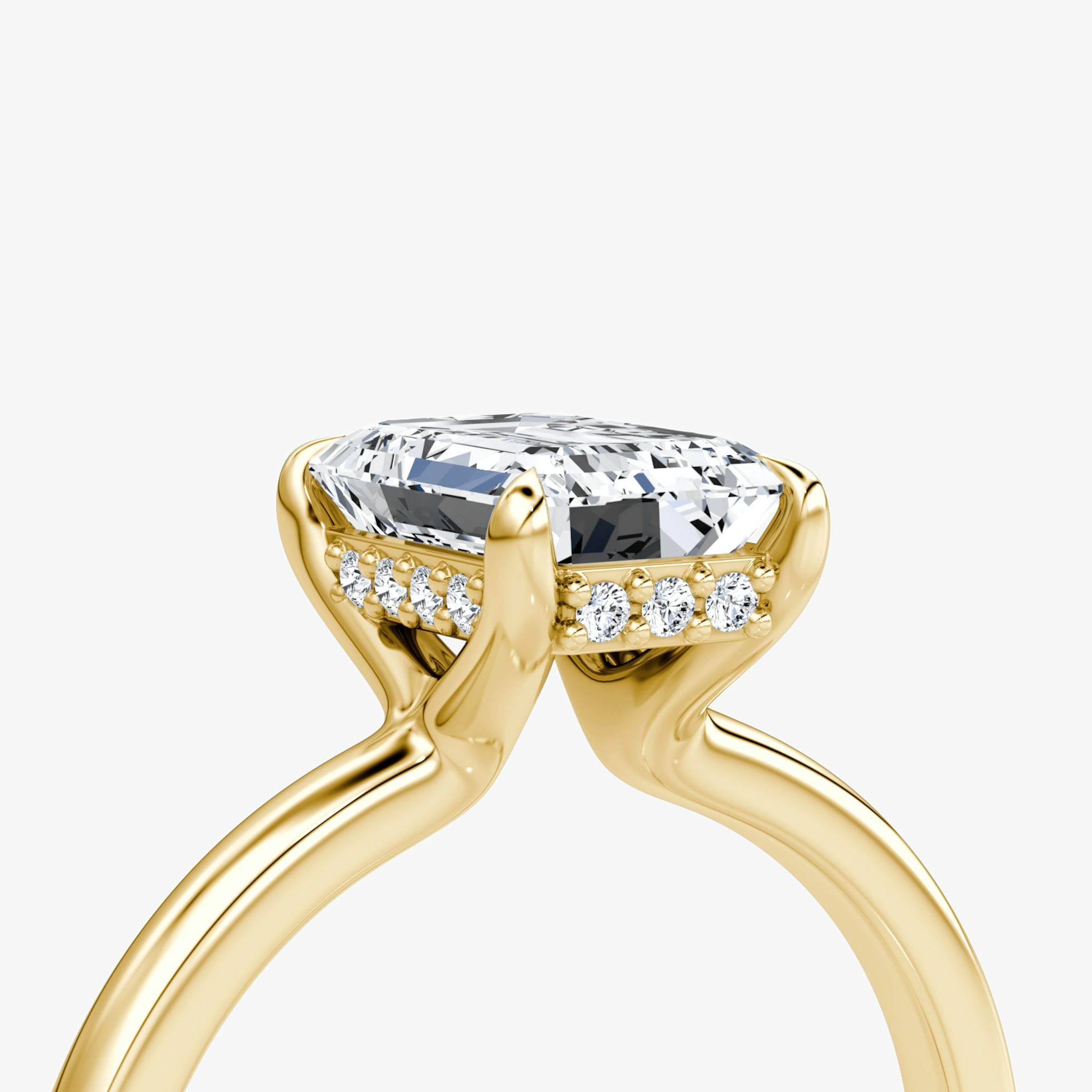 The Floating Solitaire | Emerald | 18k | Yellow Gold | bandAccent: Plain | diamondOrientation: vertical | caratWeight: other