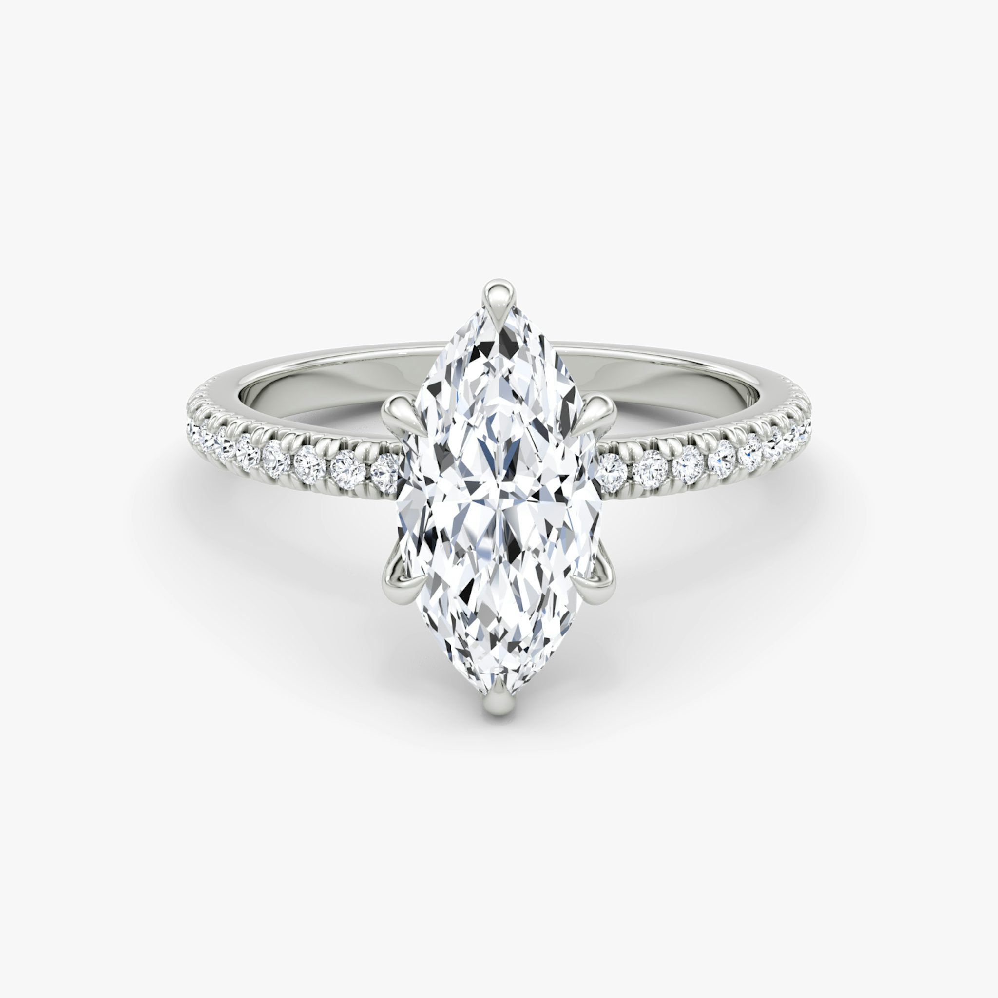 The Floating Solitaire | Marquise | Platinum | bandAccent: Pavé | diamondOrientation: vertical | caratWeight: other