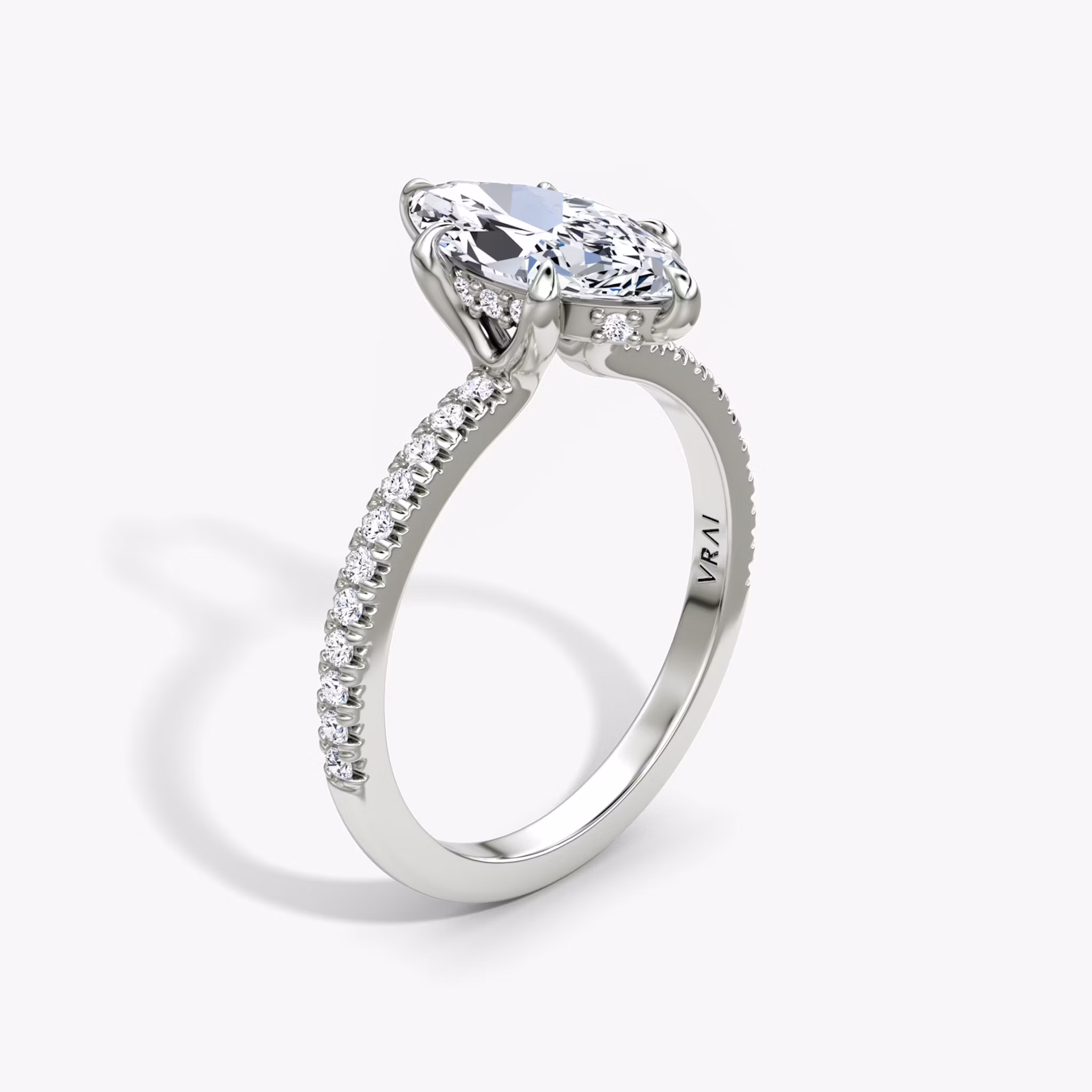 The Floating Solitaire Marquise | White Gold