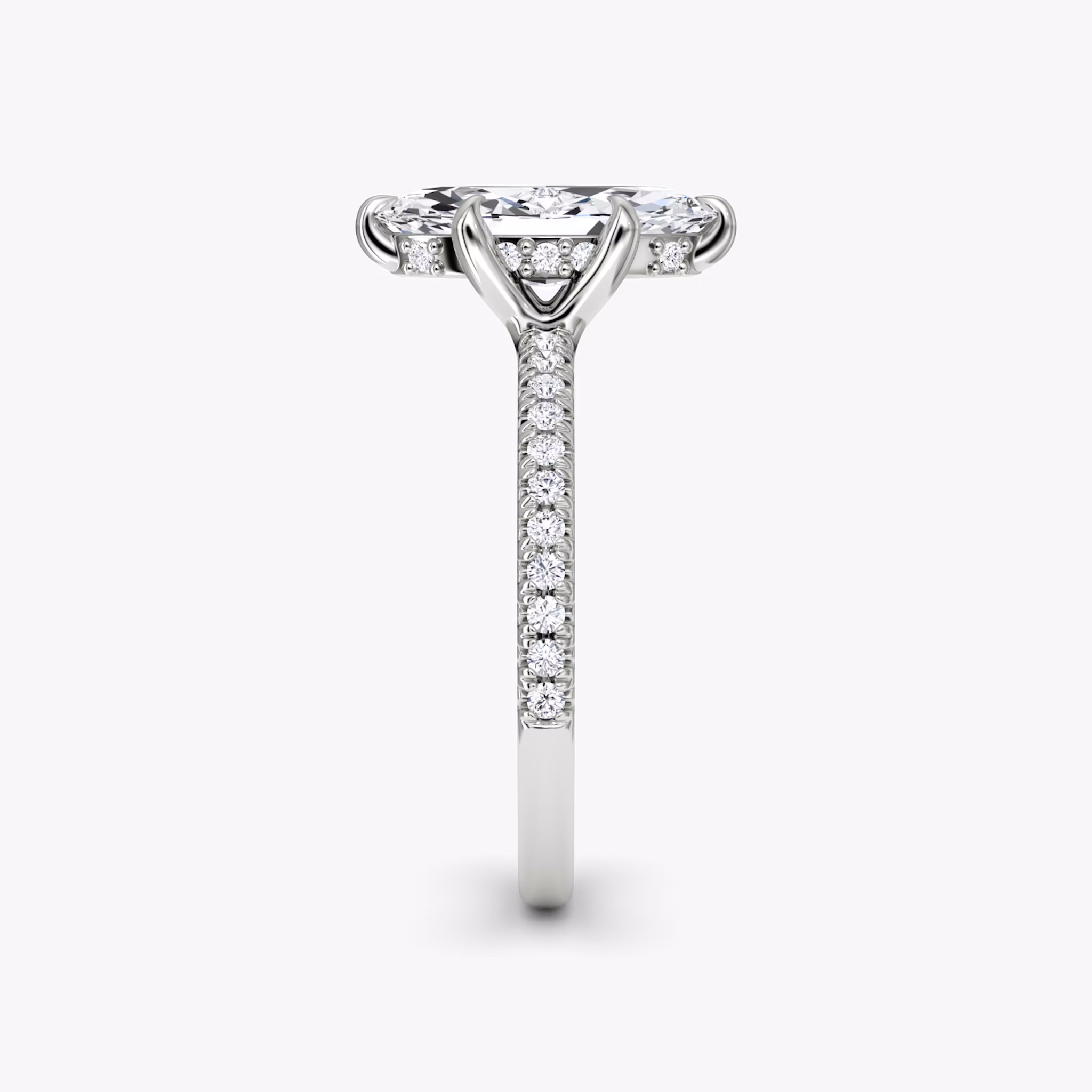 The Floating Solitaire | Marquise | Platinum | bandAccent: Pavé | diamondOrientation: vertical | caratWeight: other