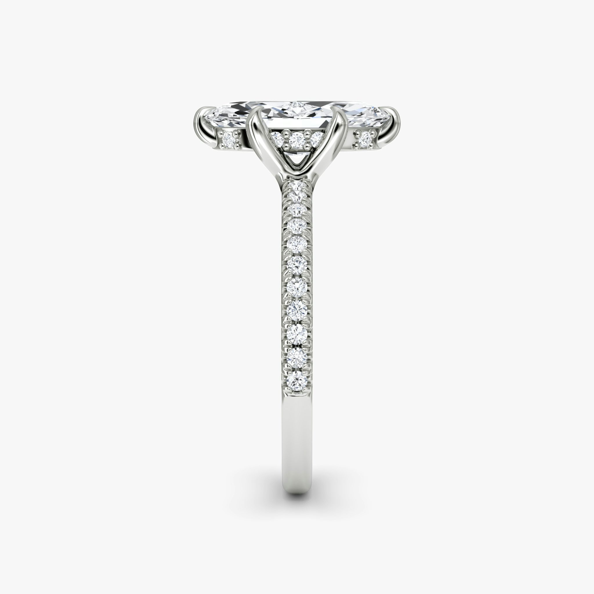 The Floating Solitaire | Marquise | Platinum | bandAccent: Pavé | diamondOrientation: vertical | caratWeight: other