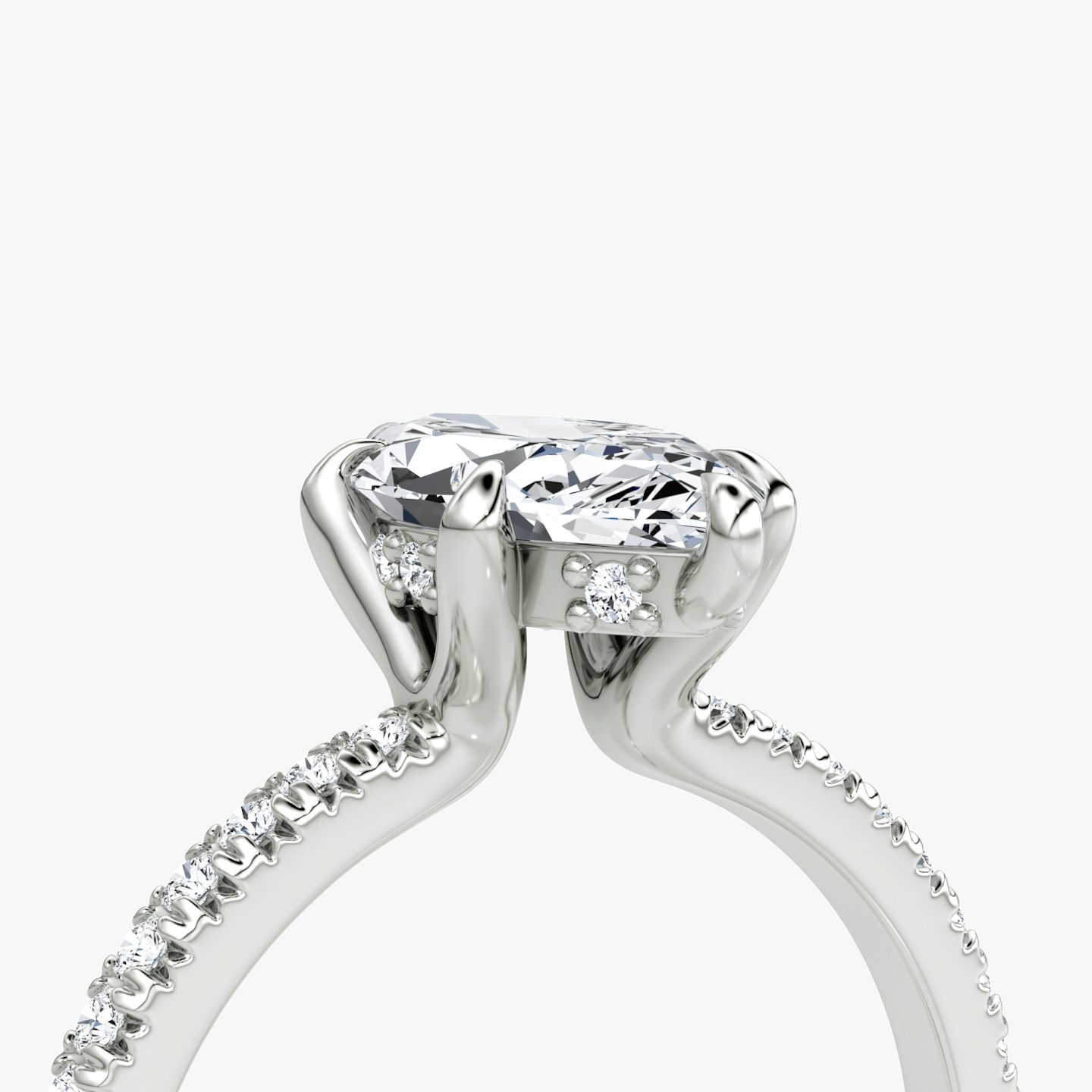 The Floating Solitaire | Marquise | 18k | White Gold | bandAccent: Pavé | diamondOrientation: vertical | caratWeight: other