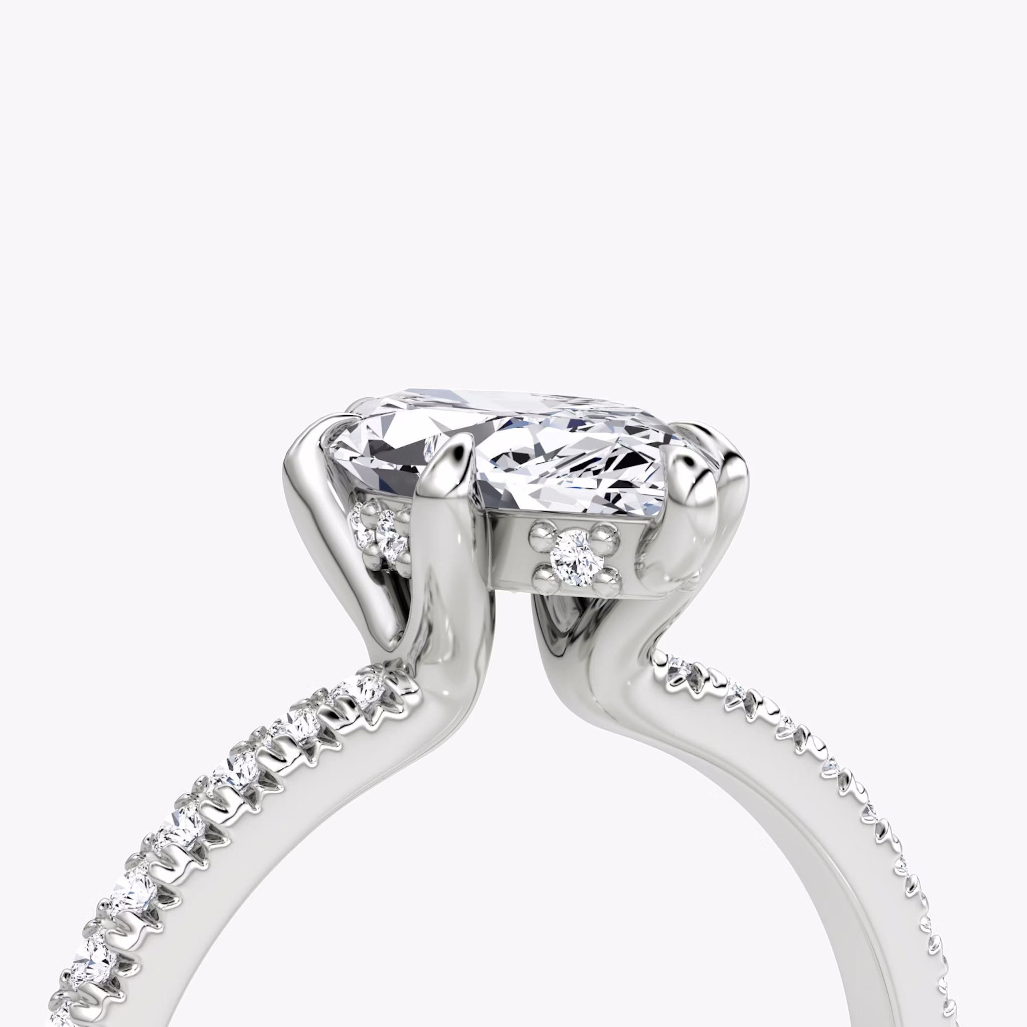 The Floating Solitaire | Marquise | Platinum | bandAccent: Pavé | diamondOrientation: vertical | caratWeight: other