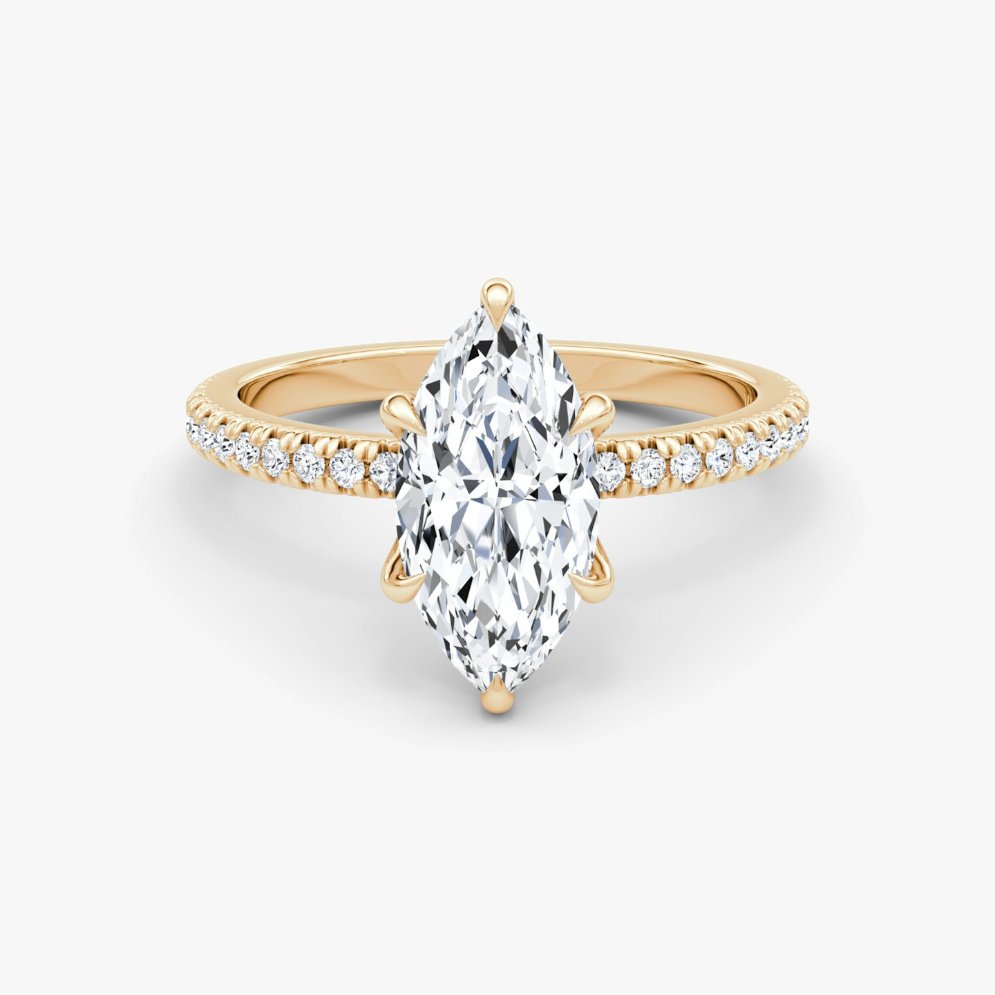 The Floating Solitaire | Marquise | 14k | Rose Gold | bandAccent: Pavé | diamondOrientation: vertical | caratWeight: other