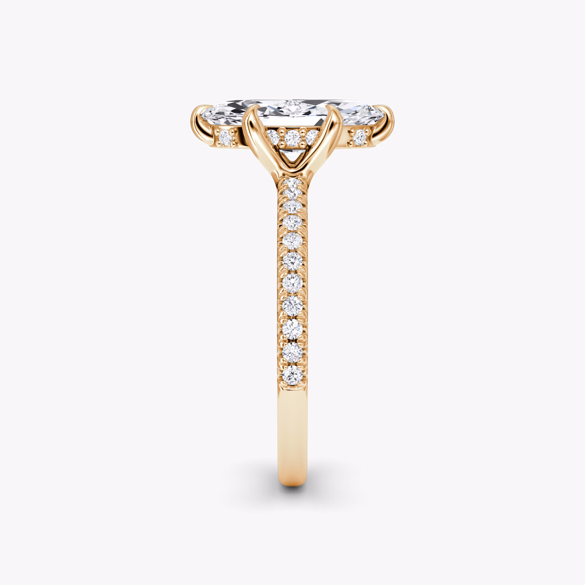 The Floating Solitaire | Marquise | 14k | Rose Gold | bandAccent: Pavé | diamondOrientation: vertical | caratWeight: other